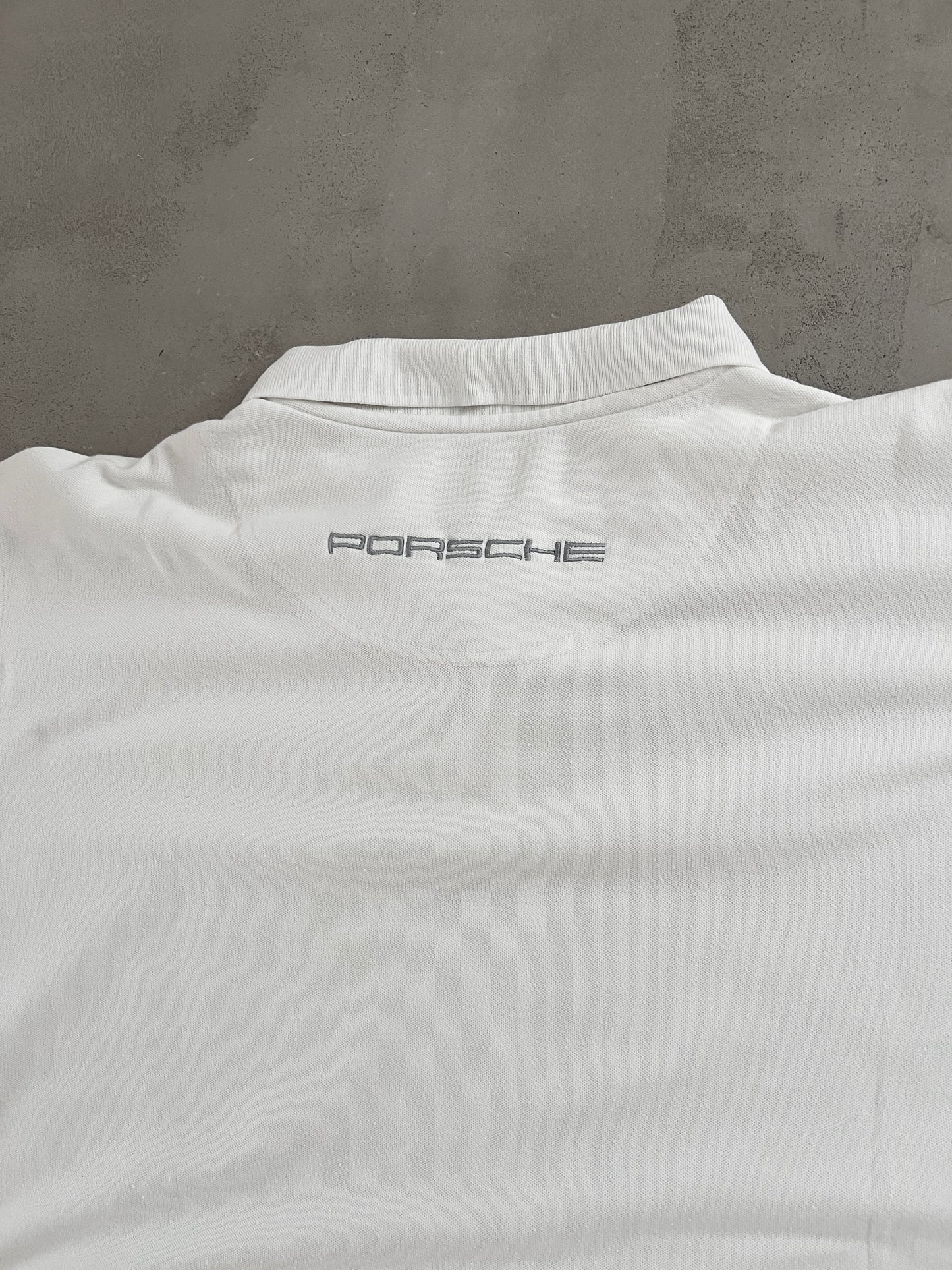 WHITE PORSCHE RACING POLO - 2000S - XL/L