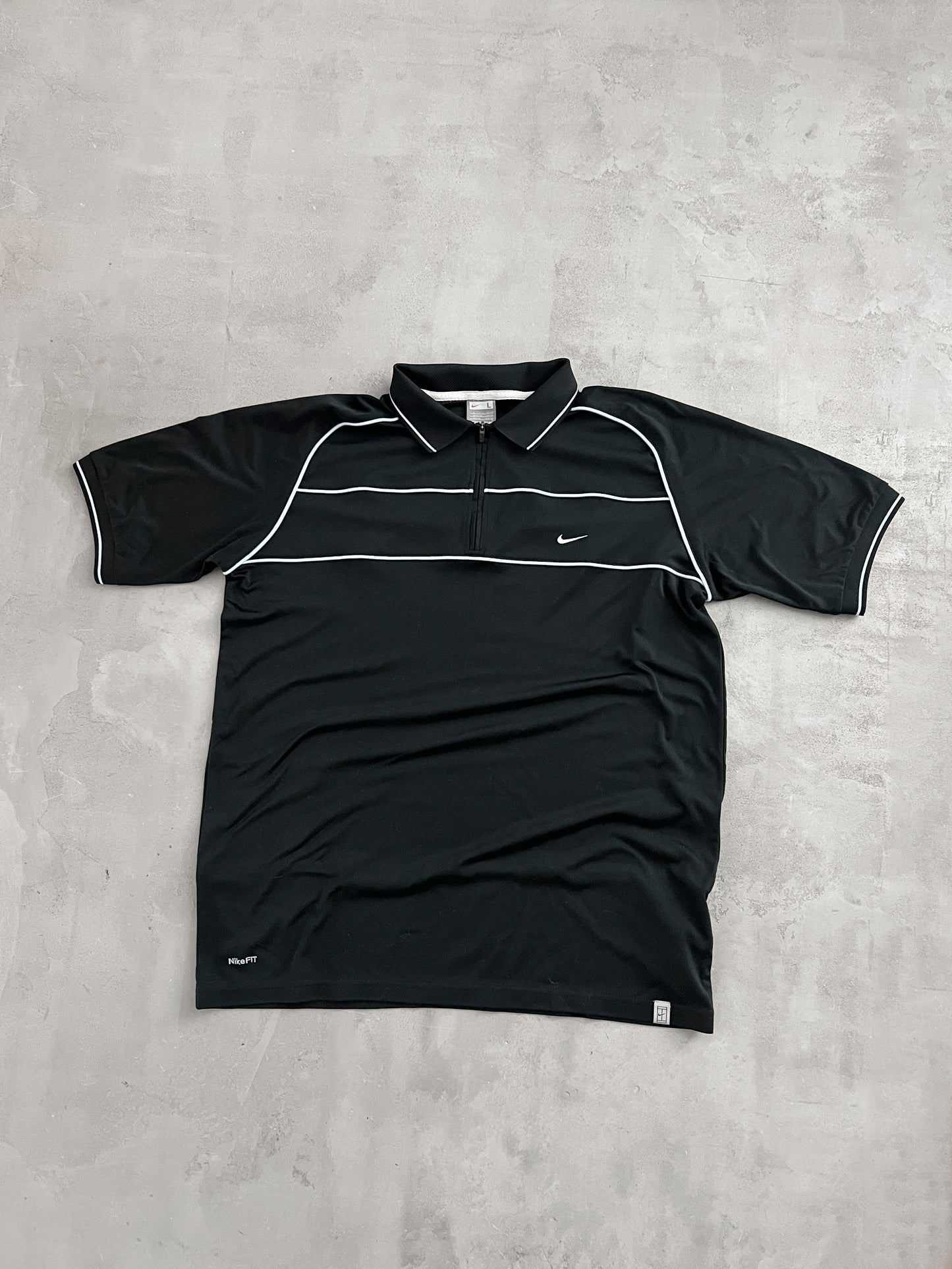 BLACK NIKE COURT POLO - 2000S - L