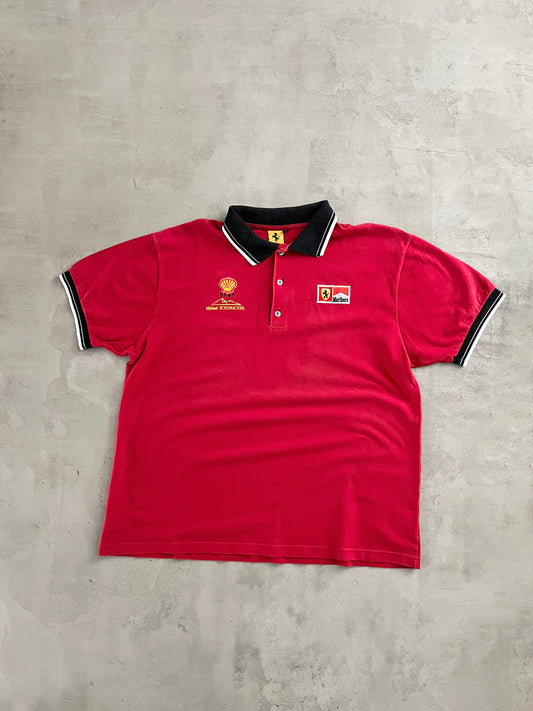 RED FERRARI SCHUMACHER RACING POLO - 2000S - L/XL
