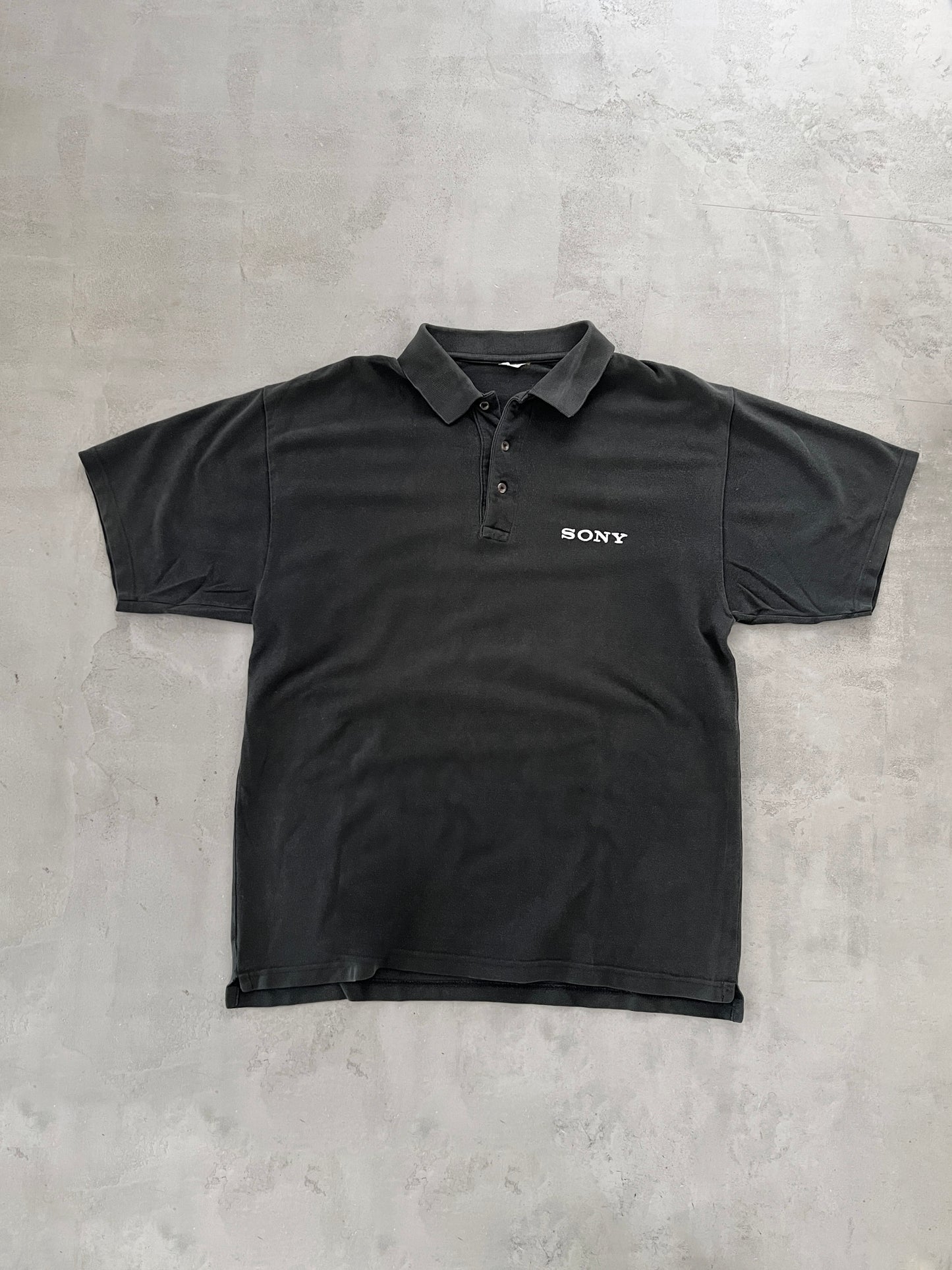 BLACK SONY POLO - 1990S - XL