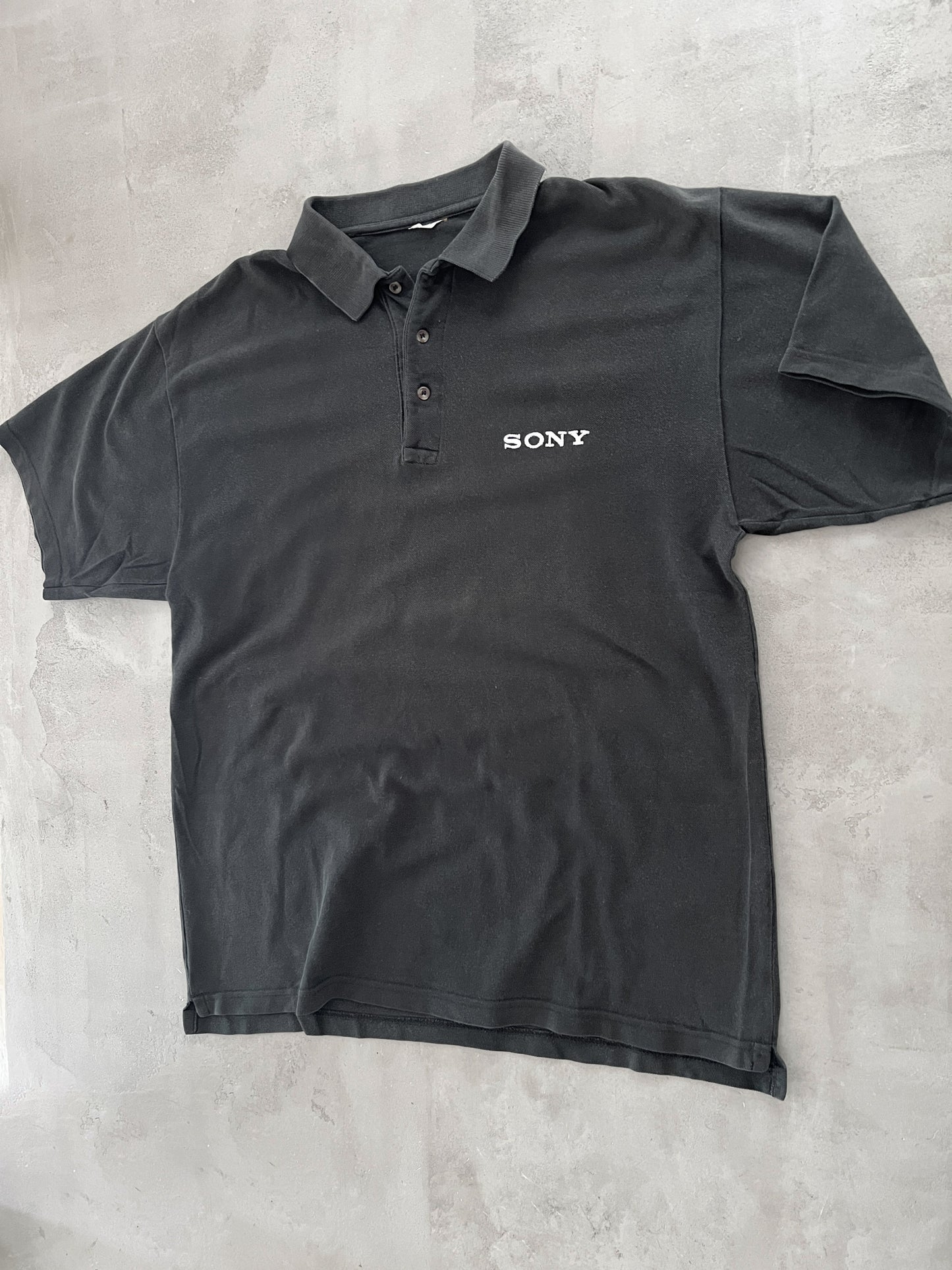 BLACK SONY POLO - 1990S - XL