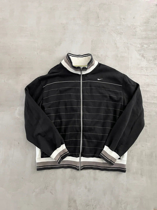 BLACK NIKE TRACK JACKET - 2000S - L