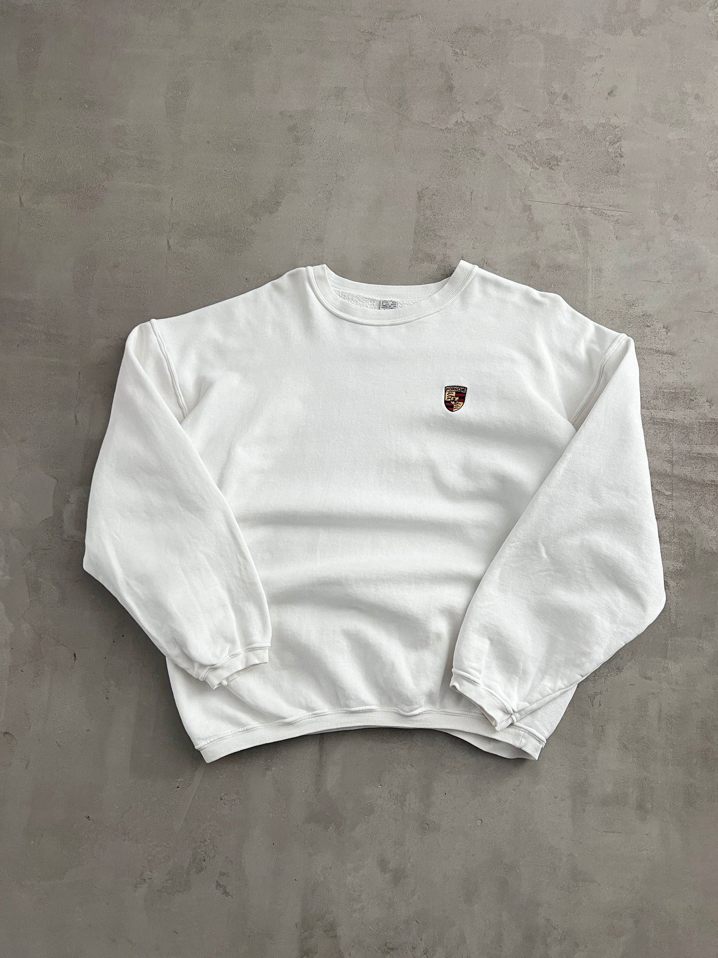 WHITE PORSCHE SWEATER - 1990S - L/XL