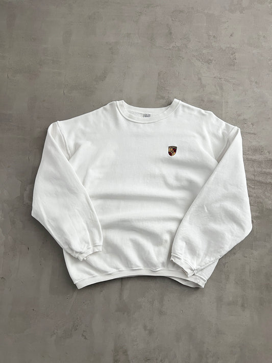 WHITE PORSCHE SWEATER - 1990S - L/XL