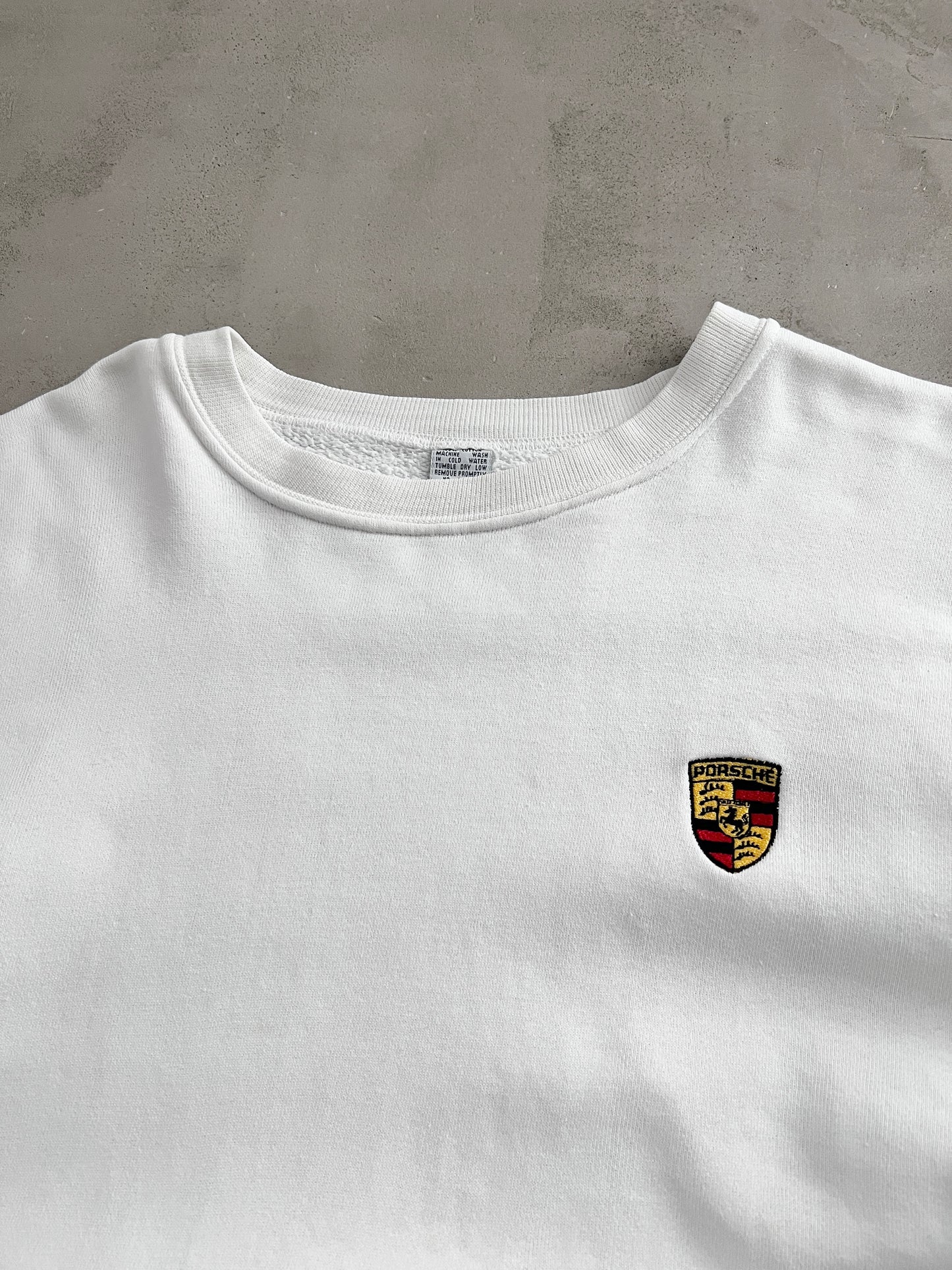 WHITE PORSCHE SWEATER - 1990S - L/XL