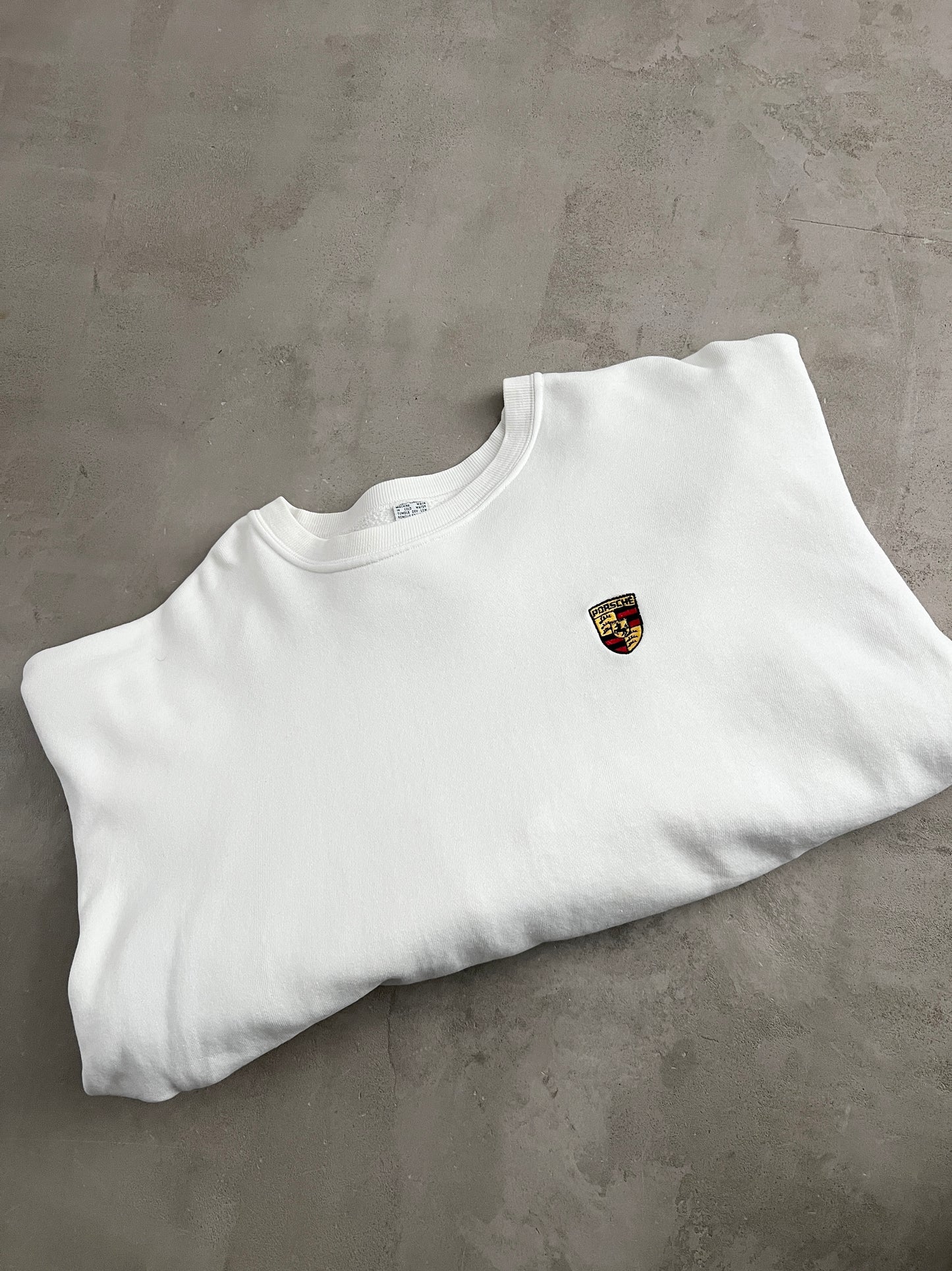 WHITE PORSCHE SWEATER - 1990S - L/XL