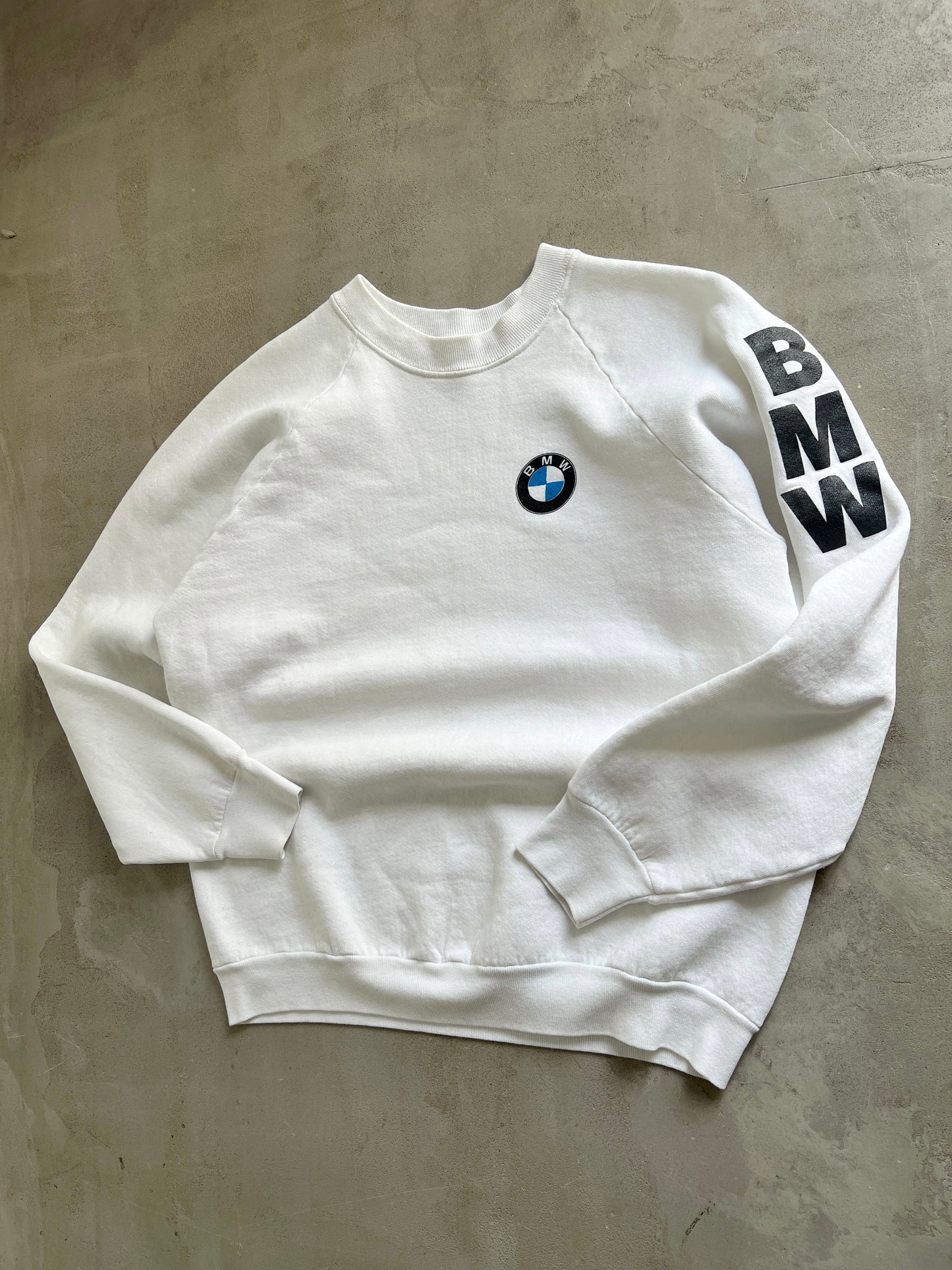 WHITE BMW SWEATER - 1990S - S/M