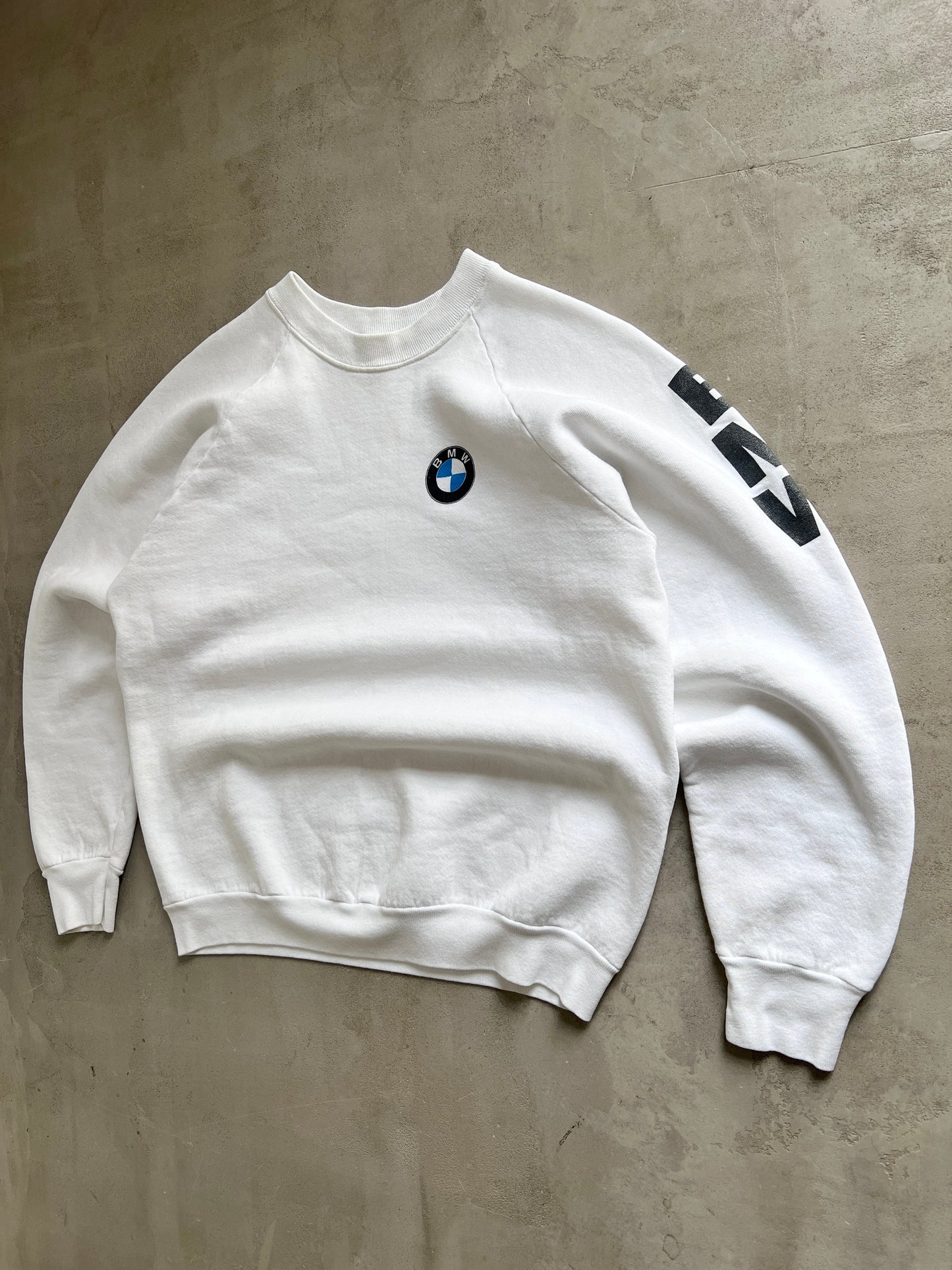 WHITE BMW SWEATER - 1990S - S/M