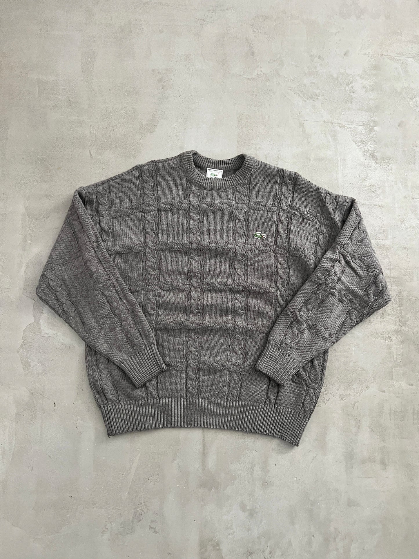 BEIGE LACOSTE KNIT SWEATER - 2000S - L