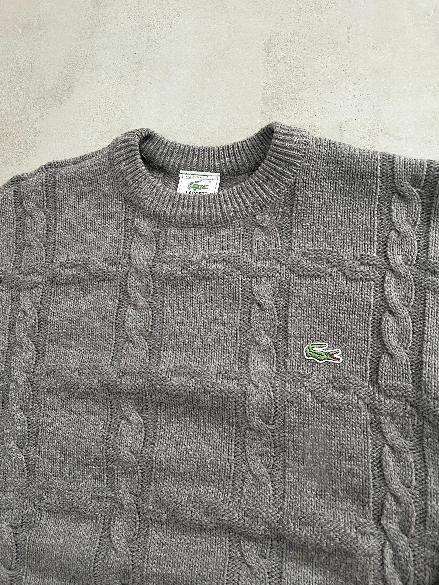 BEIGE LACOSTE KNIT SWEATER - 2000S - L