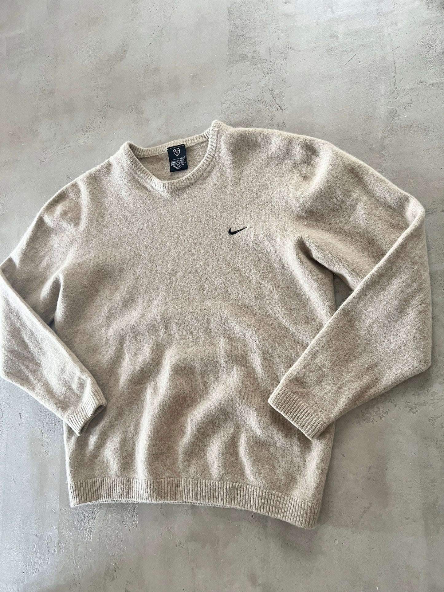 BEIGE NIKE WOOL/KNIT SWEATER - 2000S - S
