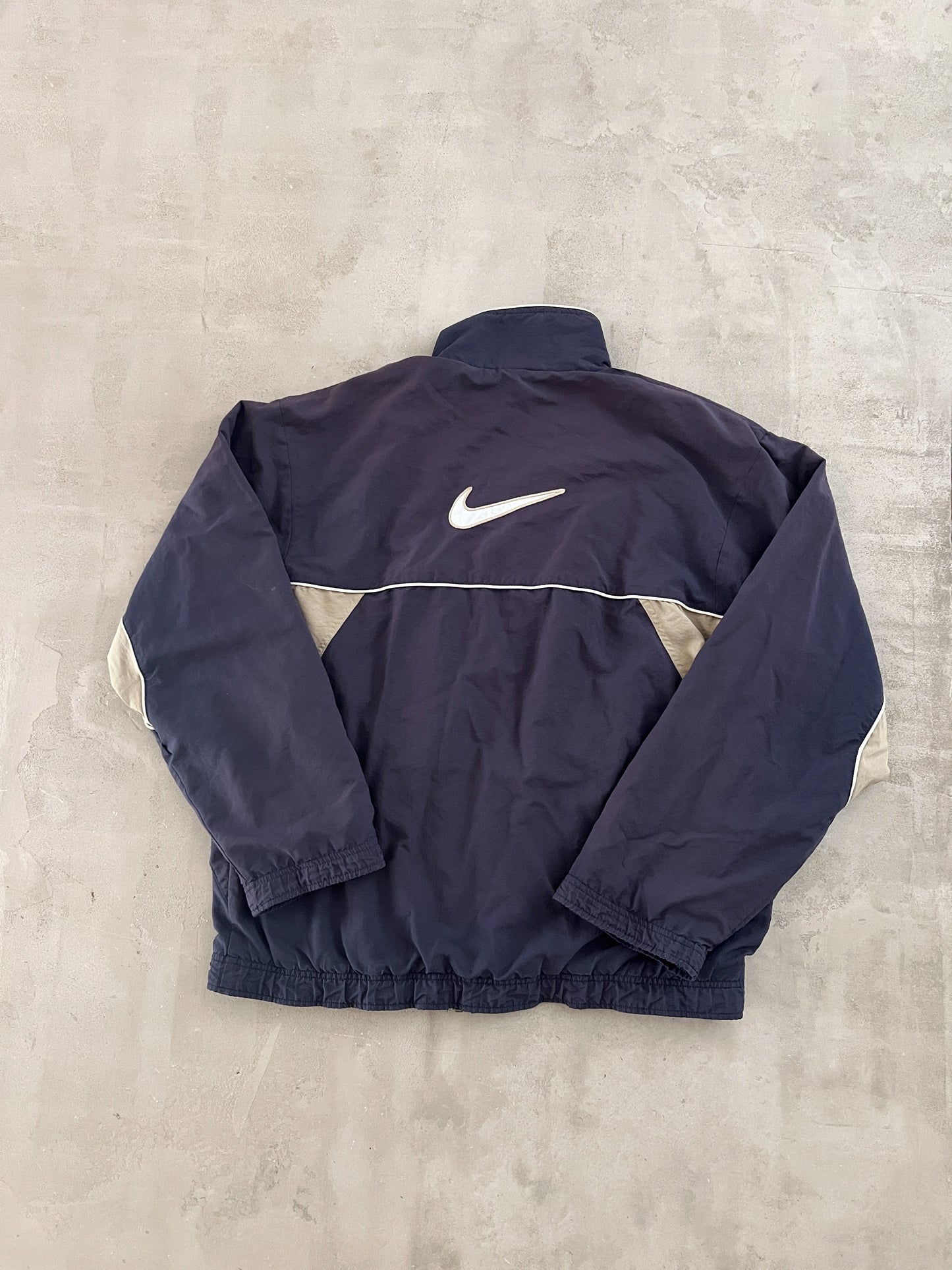 FADED NAVY NIKE TRACK JACKET - 1990S - S/M