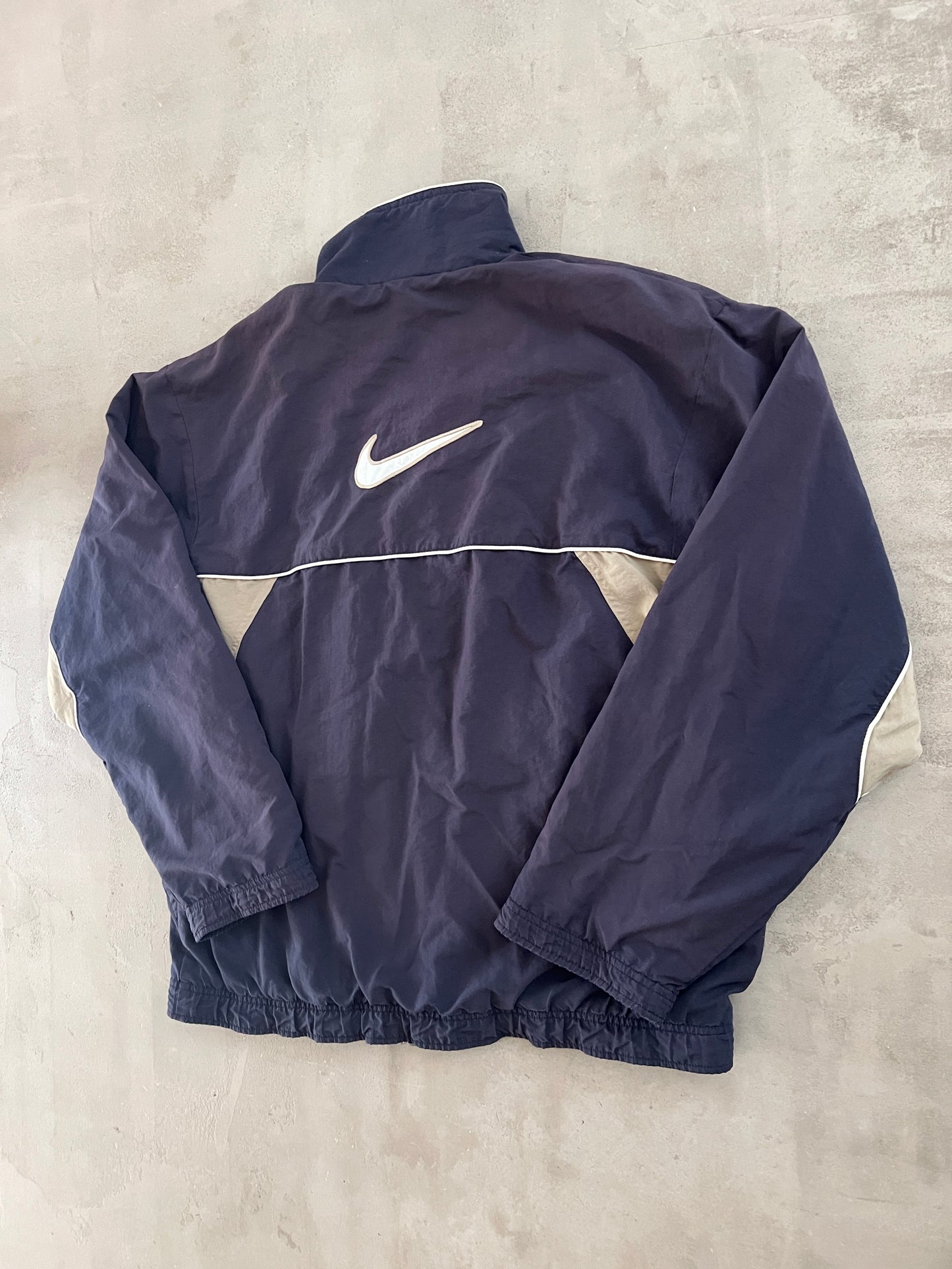 FADED NAVY NIKE TRACK JACKET - 1990S - S/M