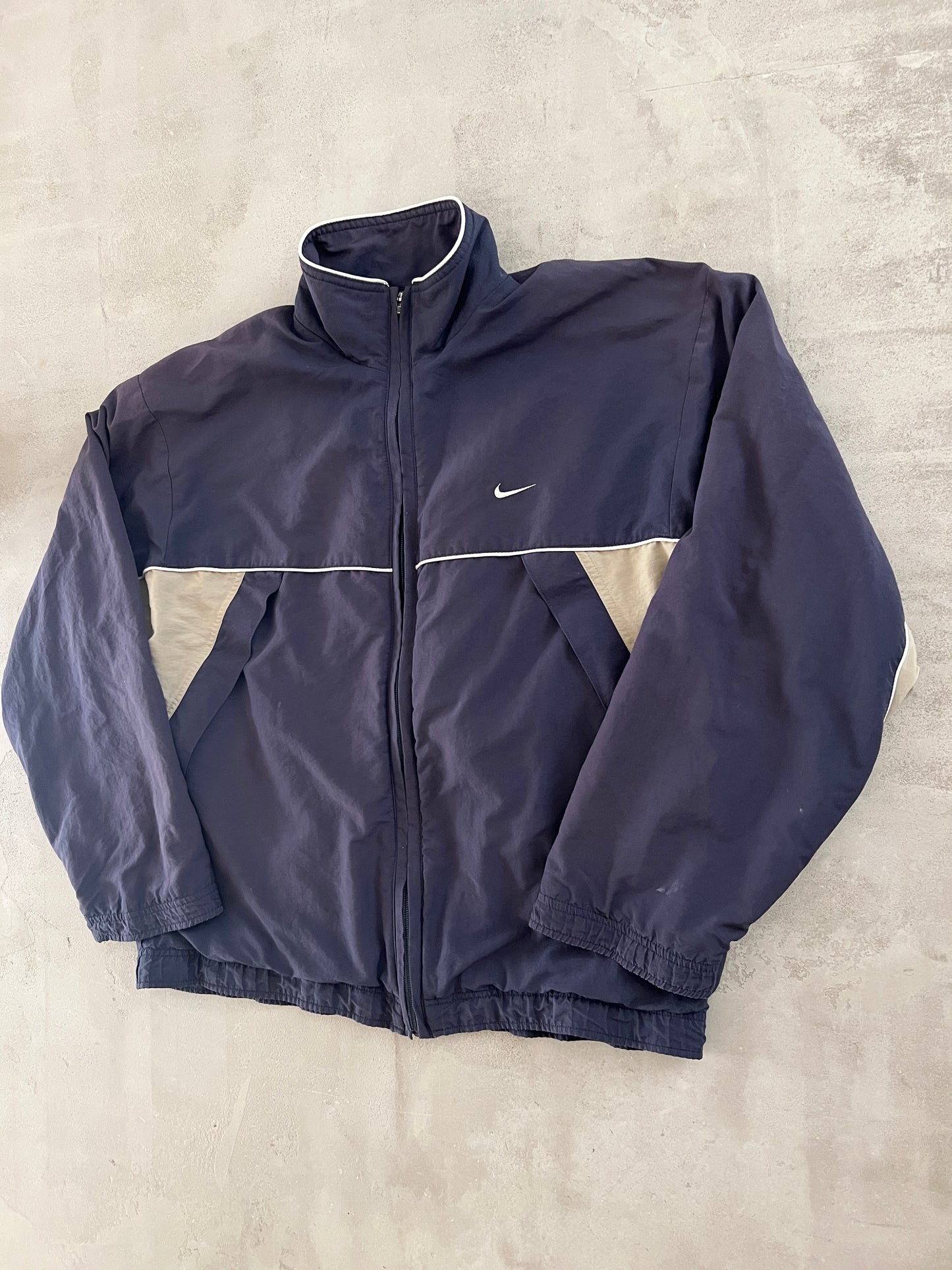 FADED NAVY NIKE TRACK JACKET - 1990S - S/M