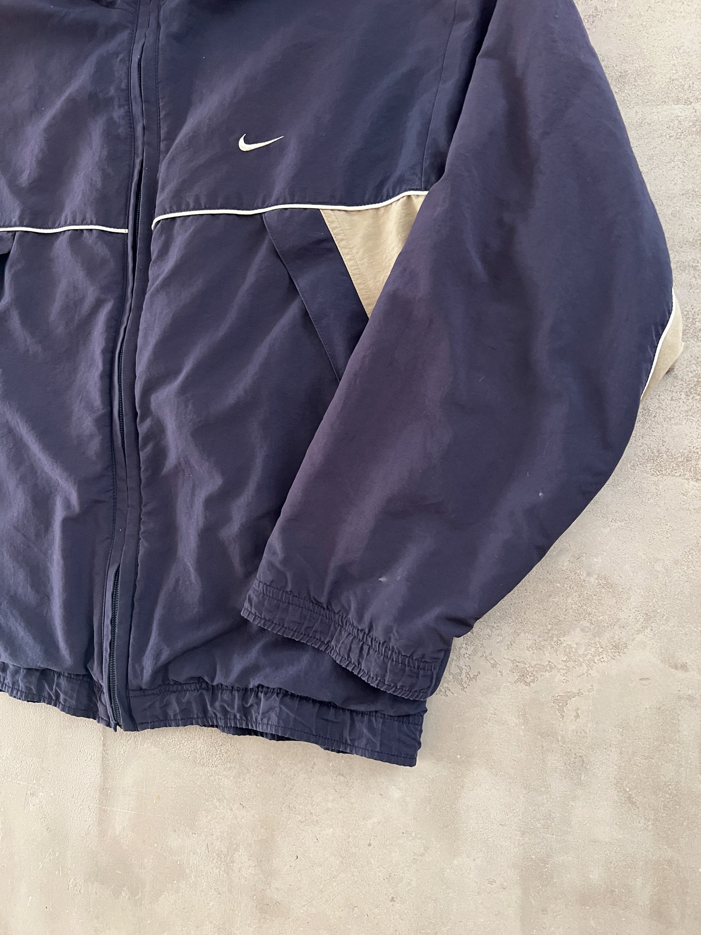 FADED NAVY NIKE TRACK JACKET - 1990S - S/M