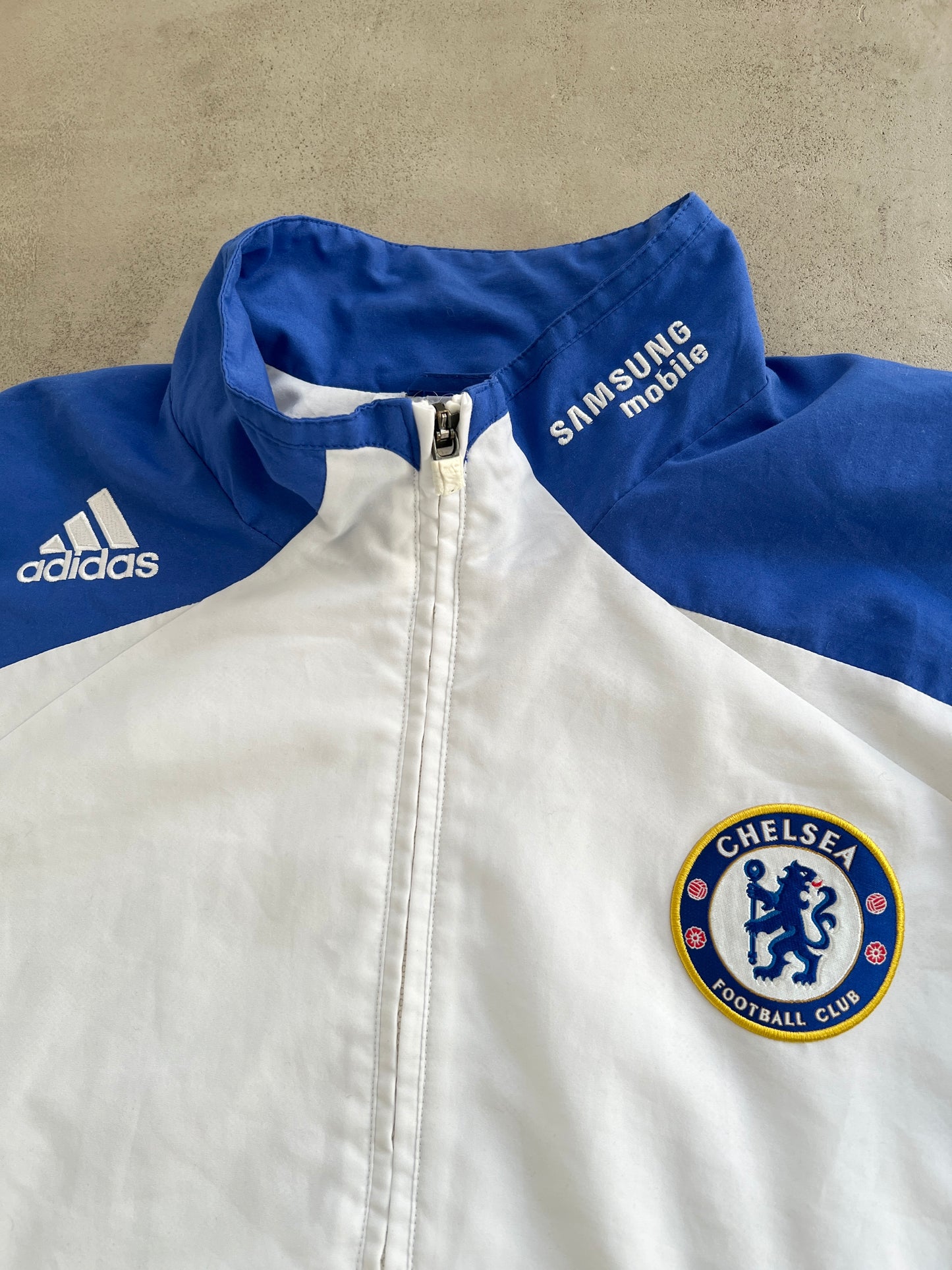 WHITE/BLUE CHELSEA TRACK JACKET - 2000S - L