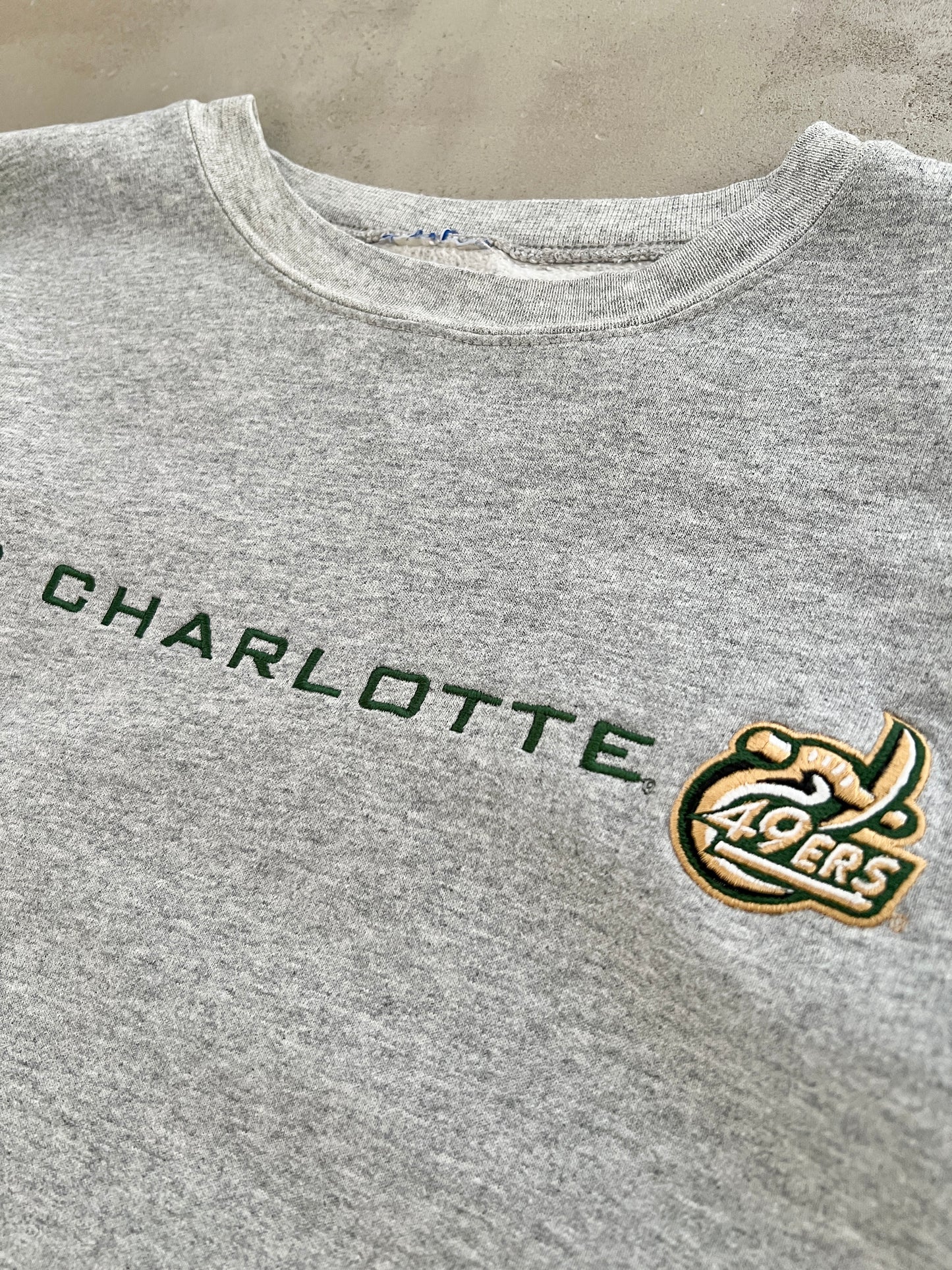 GREY CHARLOTTE FOOTBALL SWEATER - 1990S - L/M
