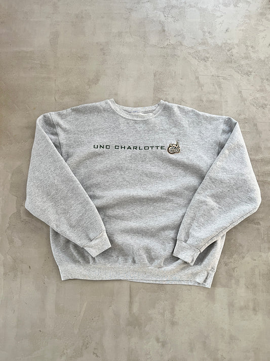 GREY CHARLOTTE FOOTBALL SWEATER - 1990S - L/M