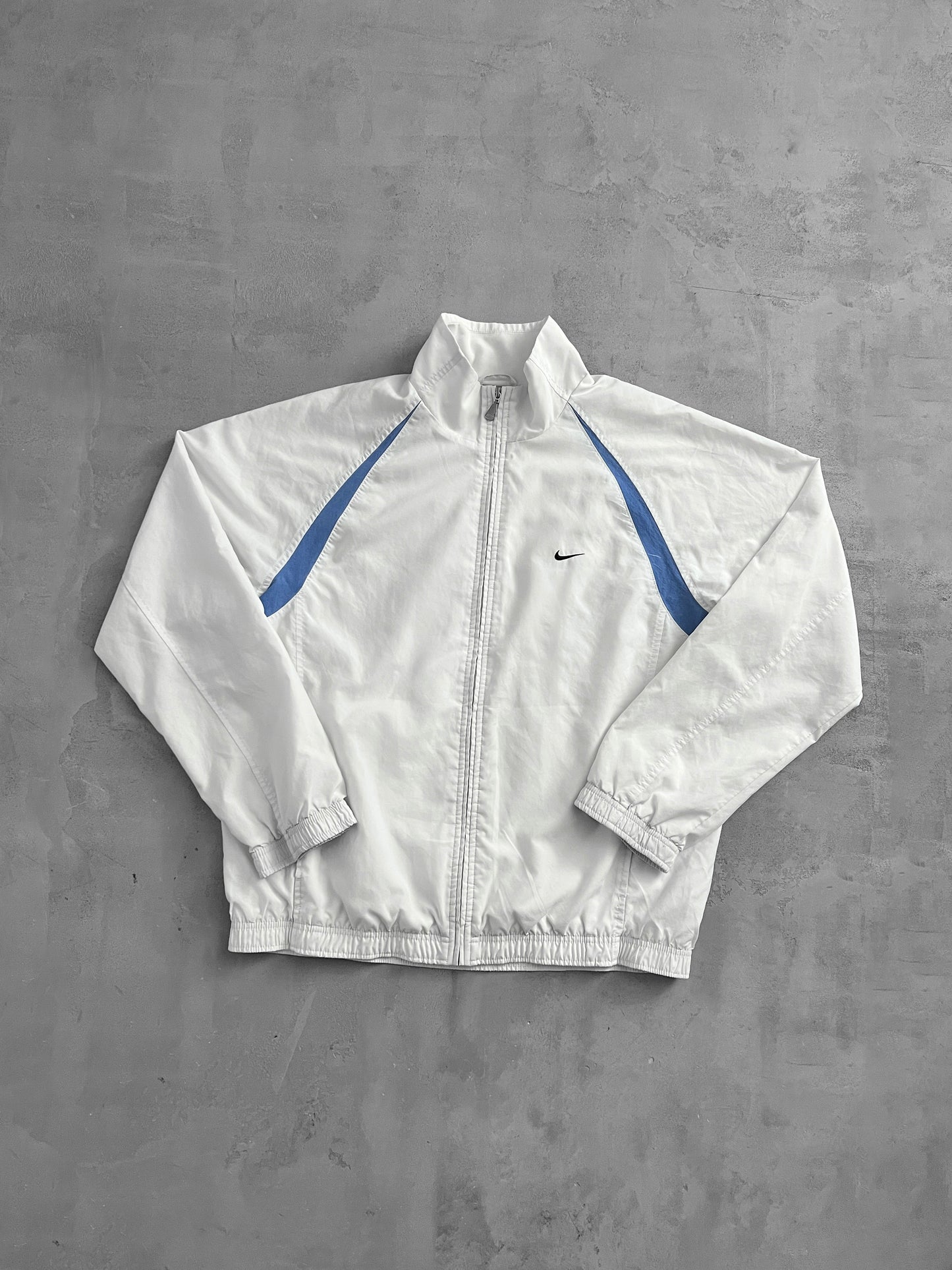 WHITE/BLUE NIKE TRACK JACKET - 2000S - M/L