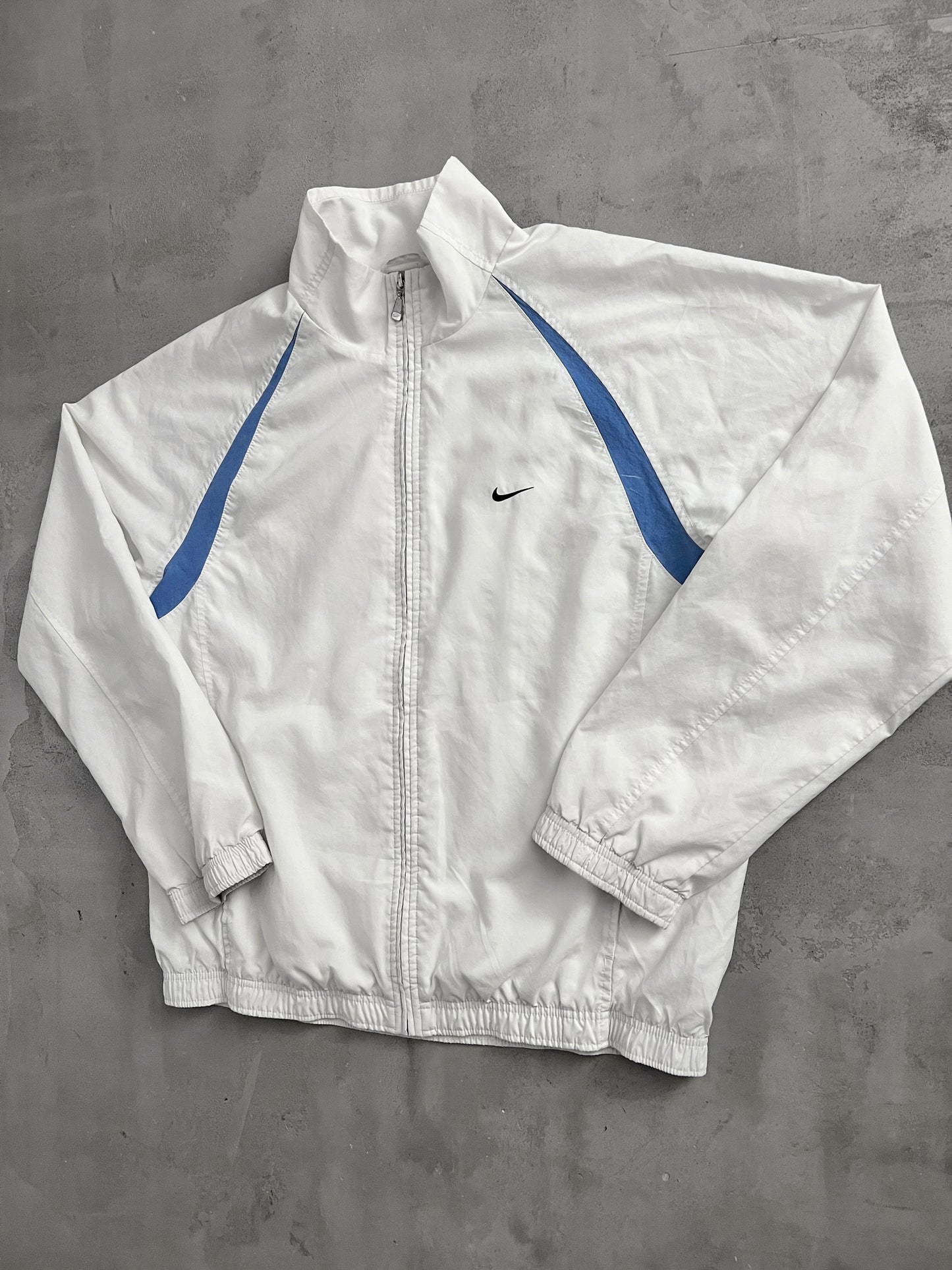 WHITE/BLUE NIKE TRACK JACKET - 2000S - M/L