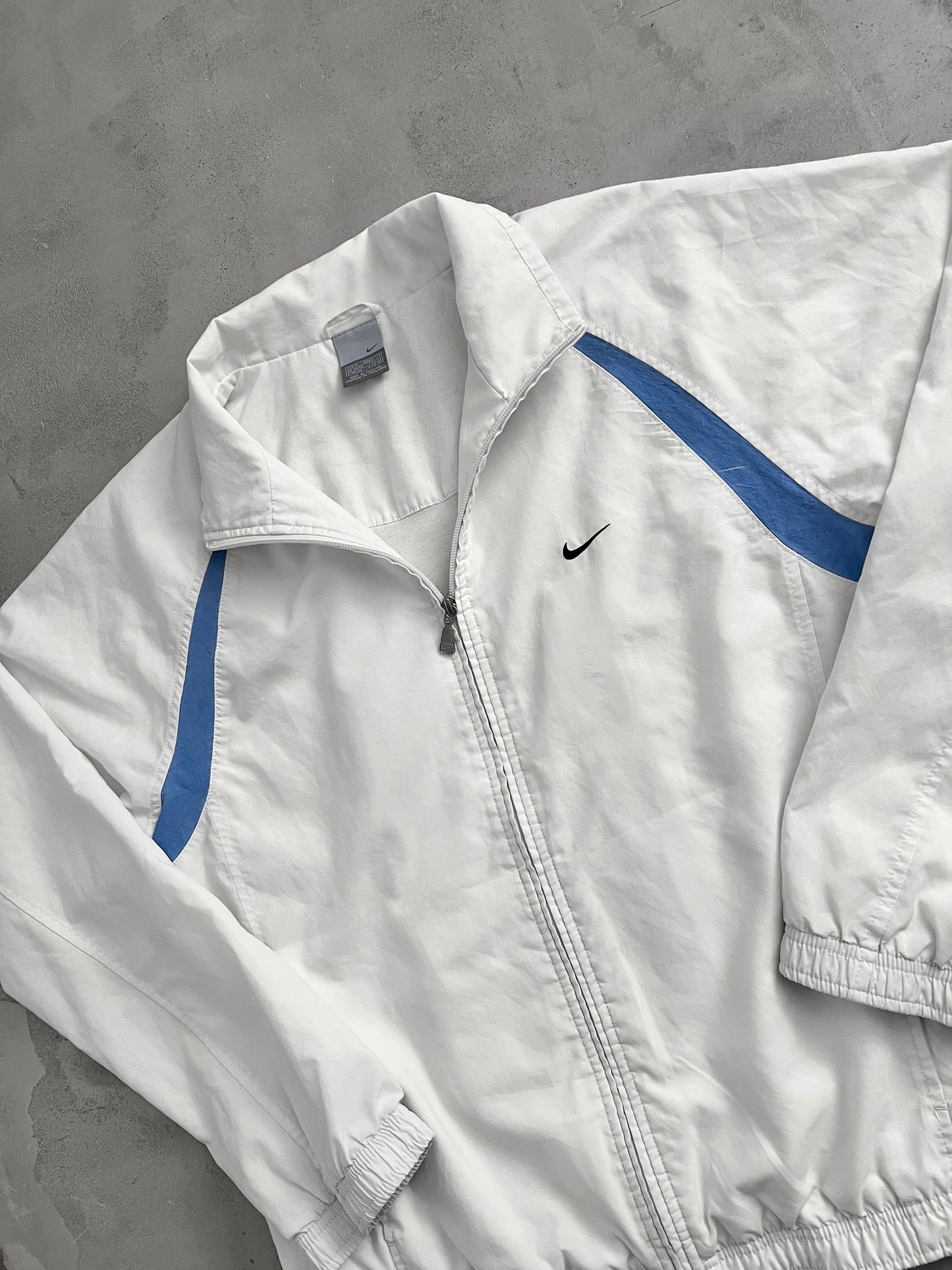 WHITE/BLUE NIKE TRACK JACKET - 2000S - M/L