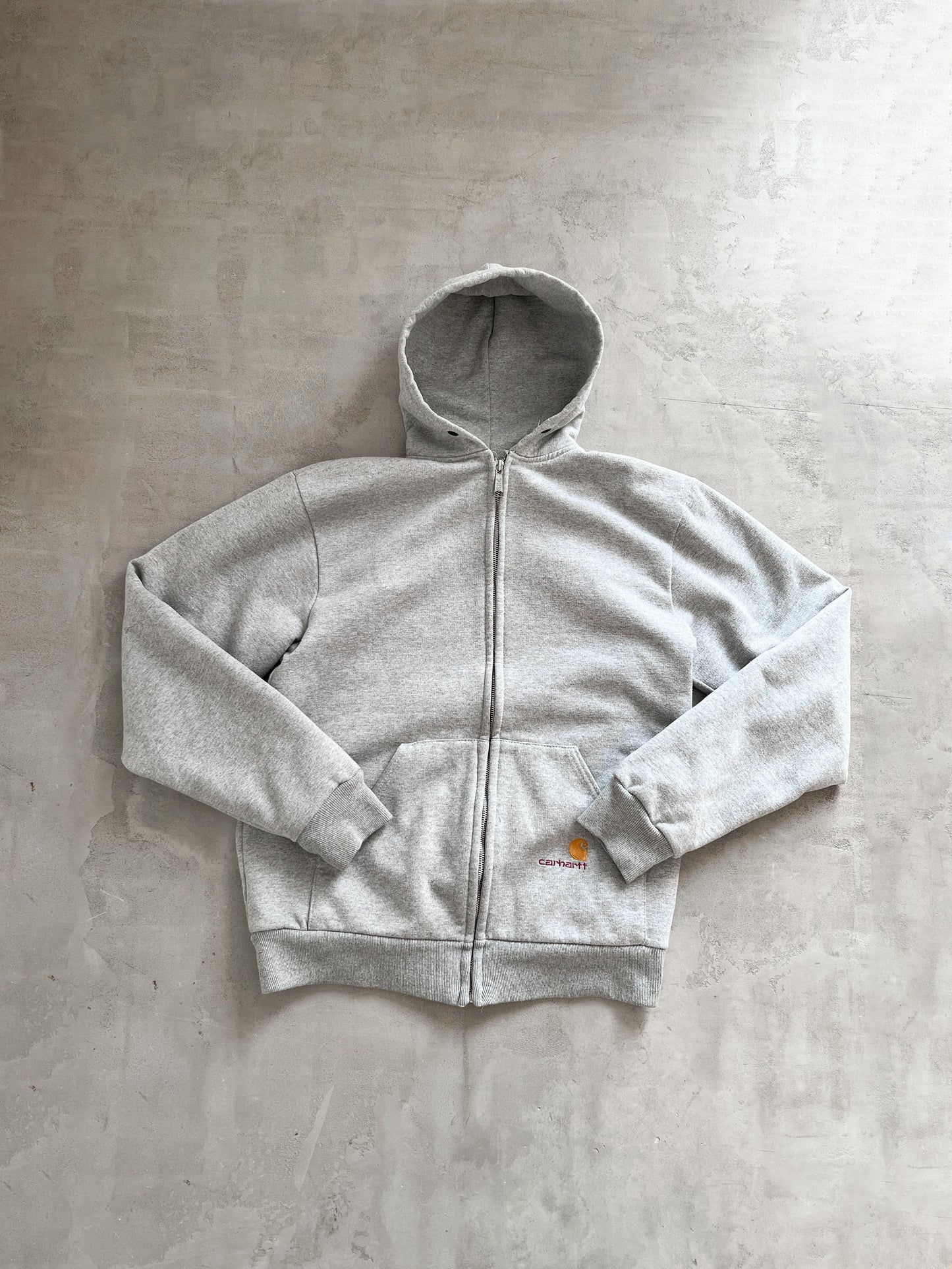 GREY CARHARTT ZIP UP HOODIE - 2000S - XL