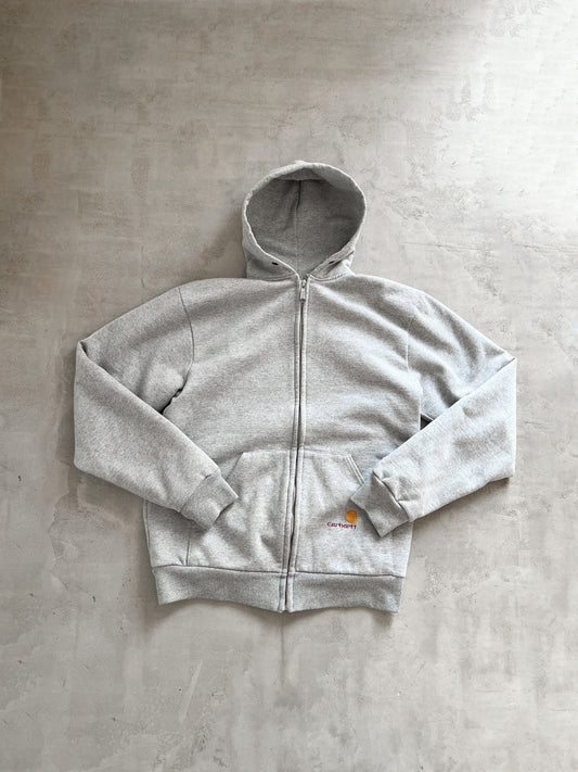 GREY CARHARTT ZIP UP HOODIE - 2000S - XL