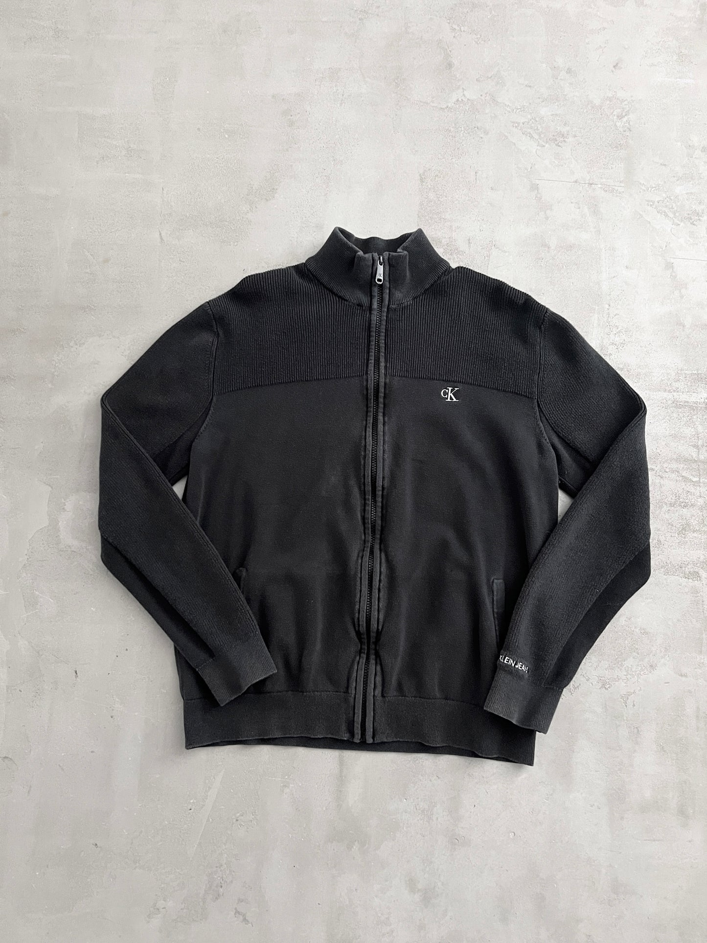 BLACK CALVIN KLEIN KNIT JACKET - 2000S - M