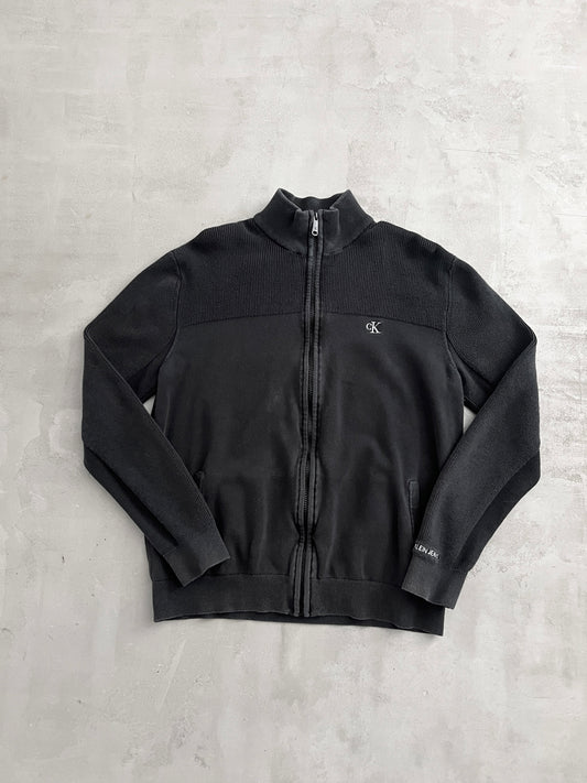 BLACK CALVIN KLEIN KNIT JACKET - 2000S - M
