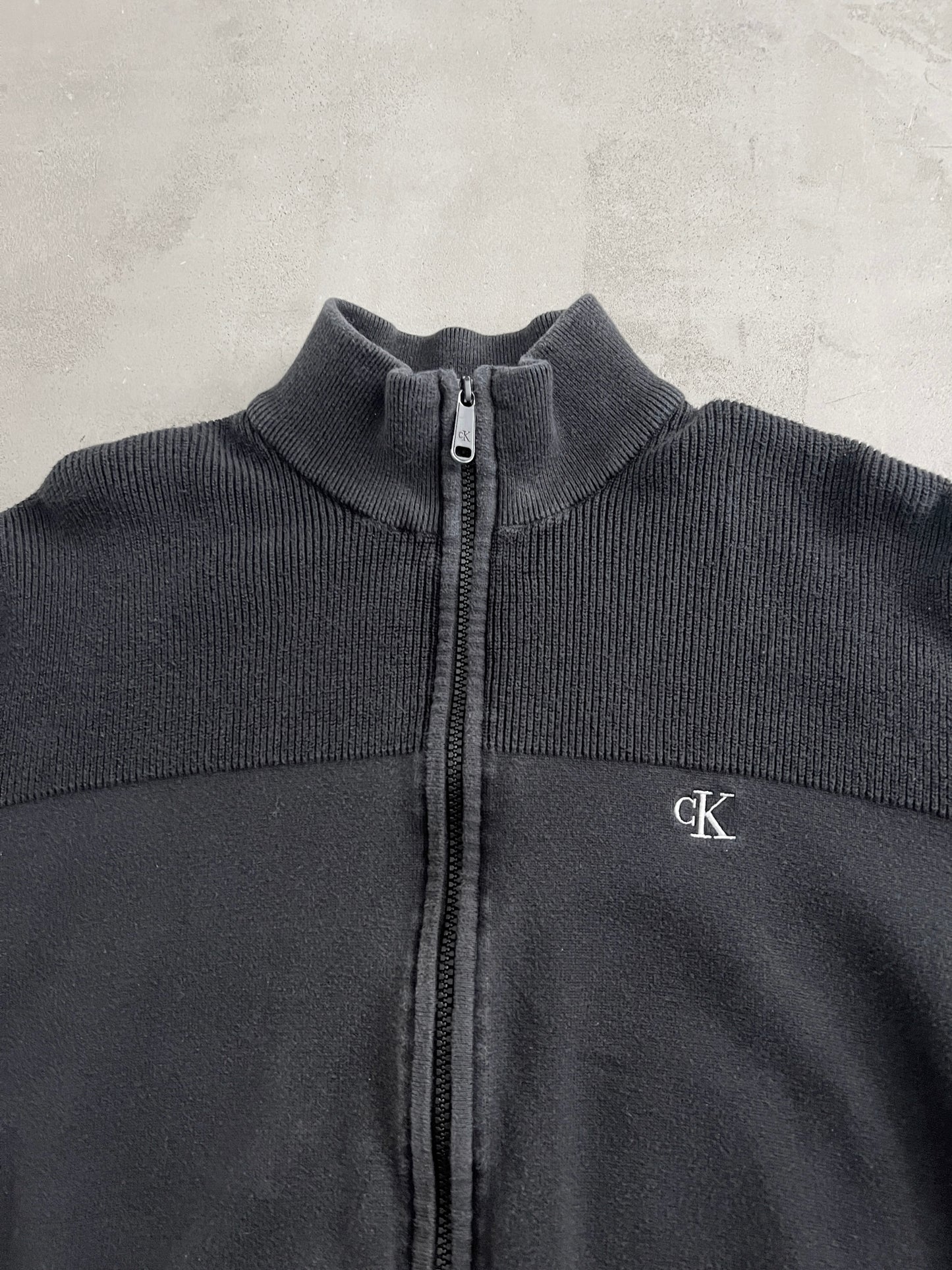 BLACK CALVIN KLEIN KNIT JACKET - 2000S - M
