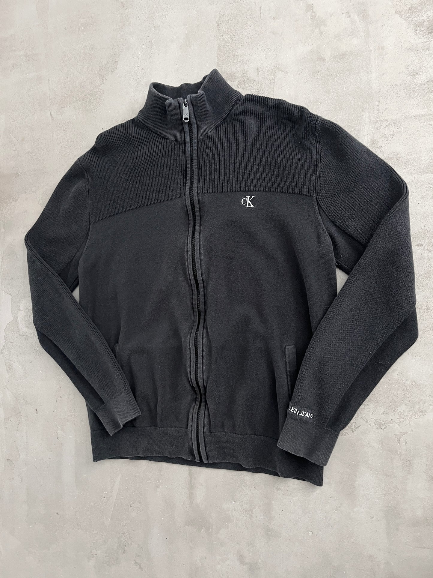 BLACK CALVIN KLEIN KNIT JACKET - 2000S - M