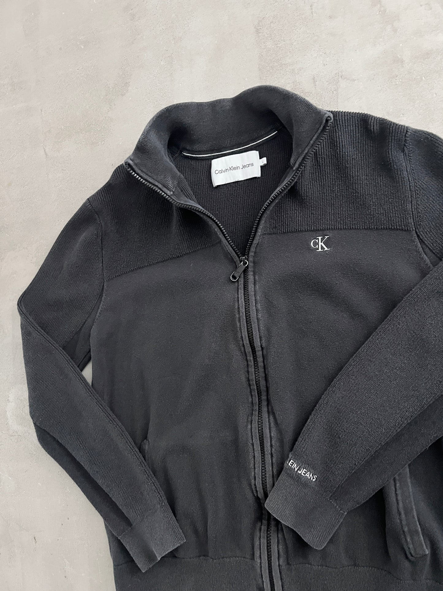 BLACK CALVIN KLEIN KNIT JACKET - 2000S - M