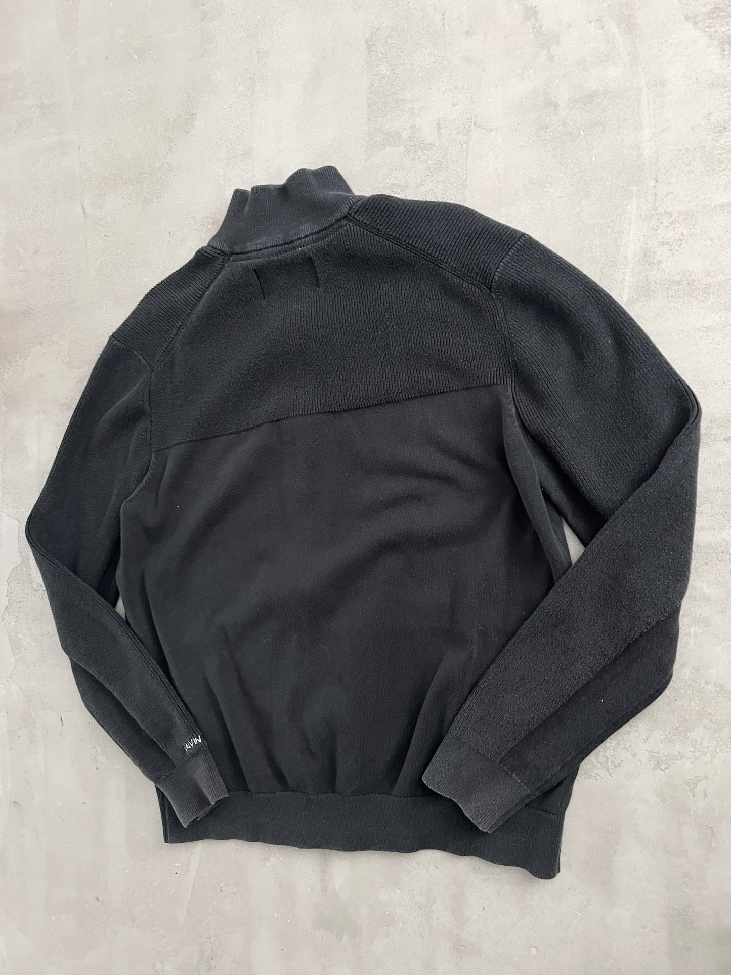 BLACK CALVIN KLEIN KNIT JACKET - 2000S - M