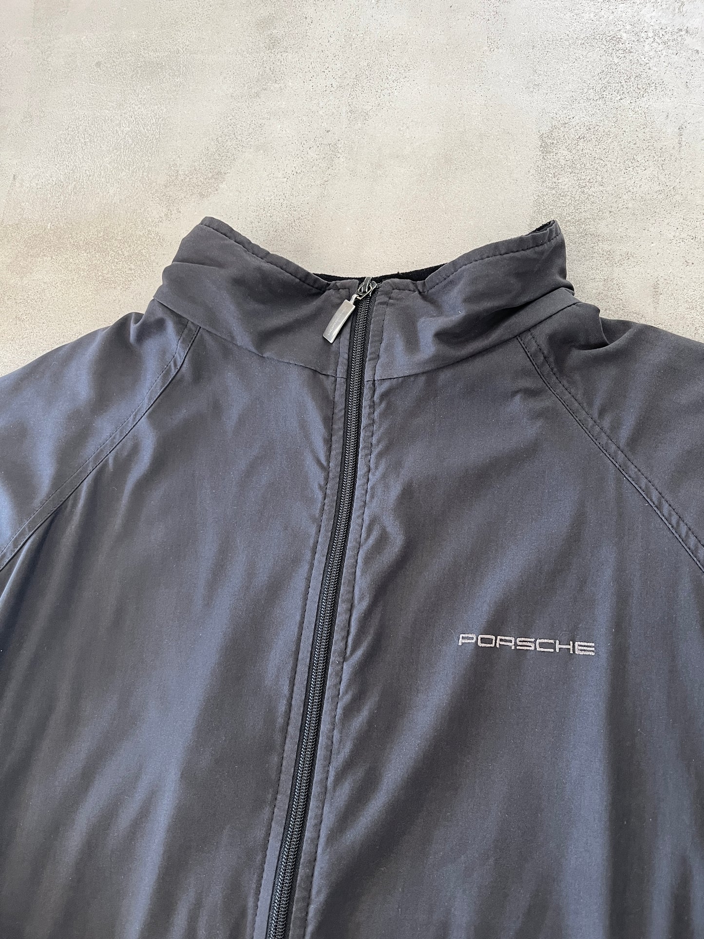 BLACK PORSCHE JACKET - 1990S - XL/L
