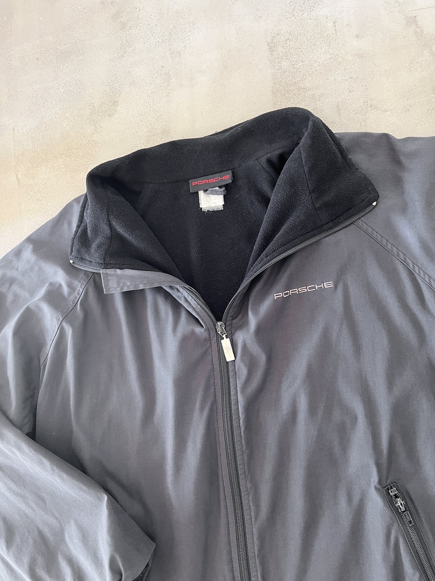 BLACK PORSCHE JACKET - 1990S - XL/L