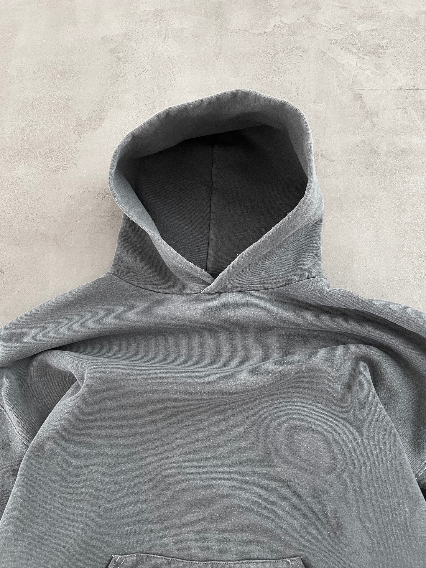FADED GREY RUSSELL HOODIE - 1990S - XL/L