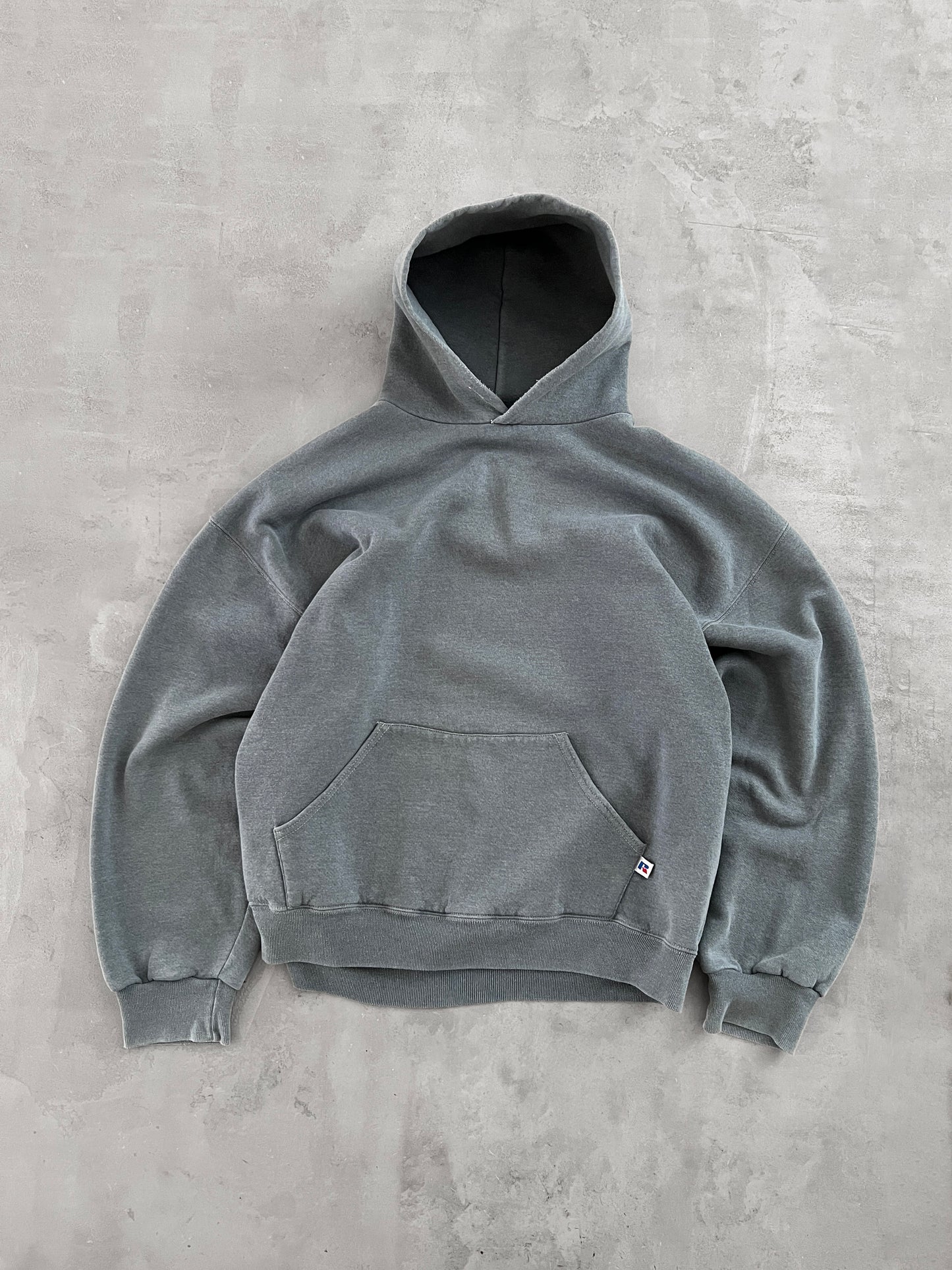 FADED GREY RUSSELL HOODIE - 1990S - XL/L