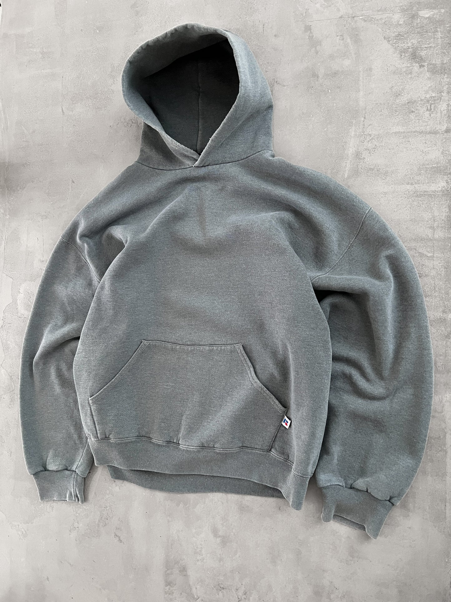 FADED GREY RUSSELL HOODIE - 1990S - XL/L