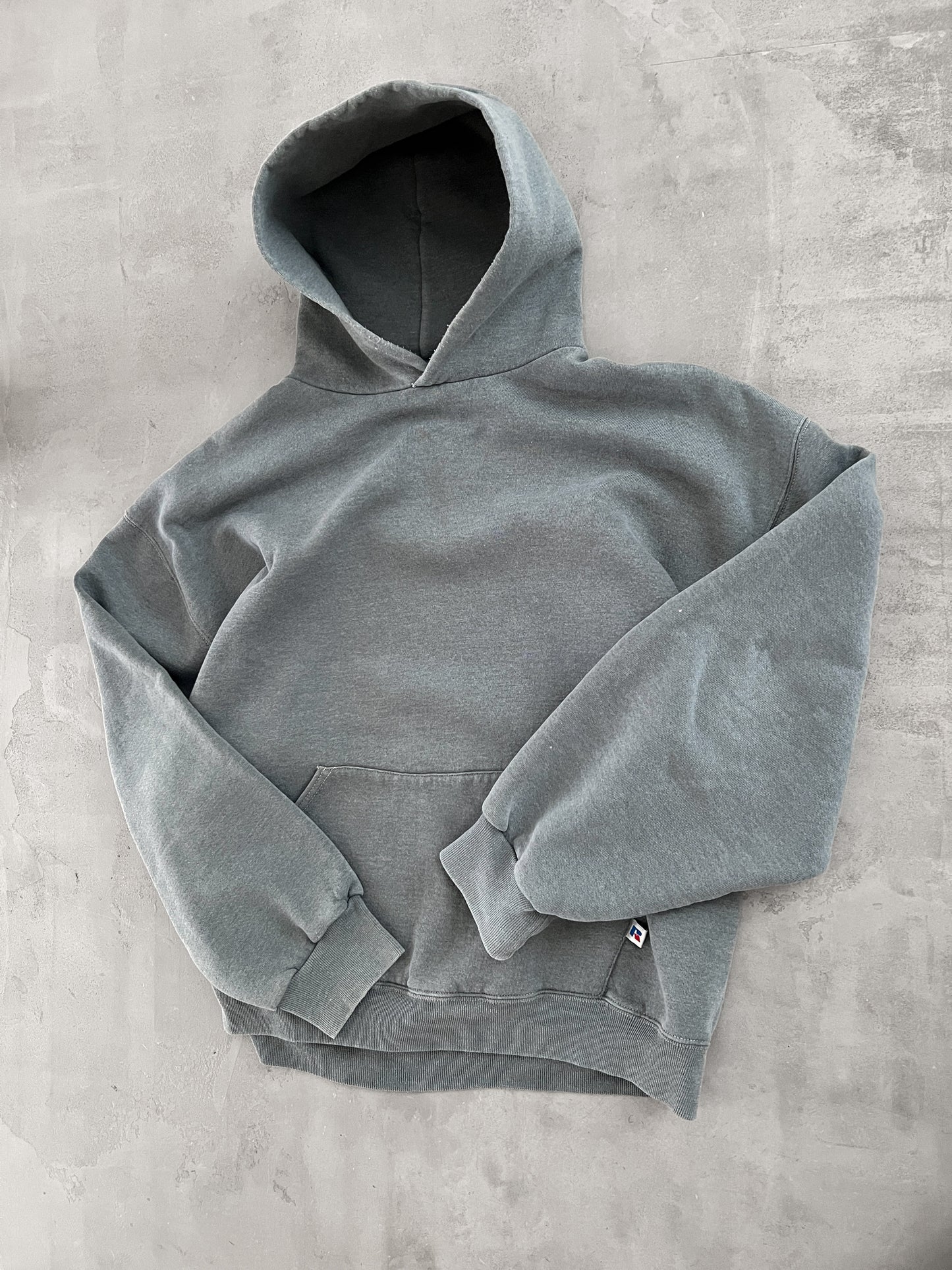 FADED GREY RUSSELL HOODIE - 1990S - XL/L