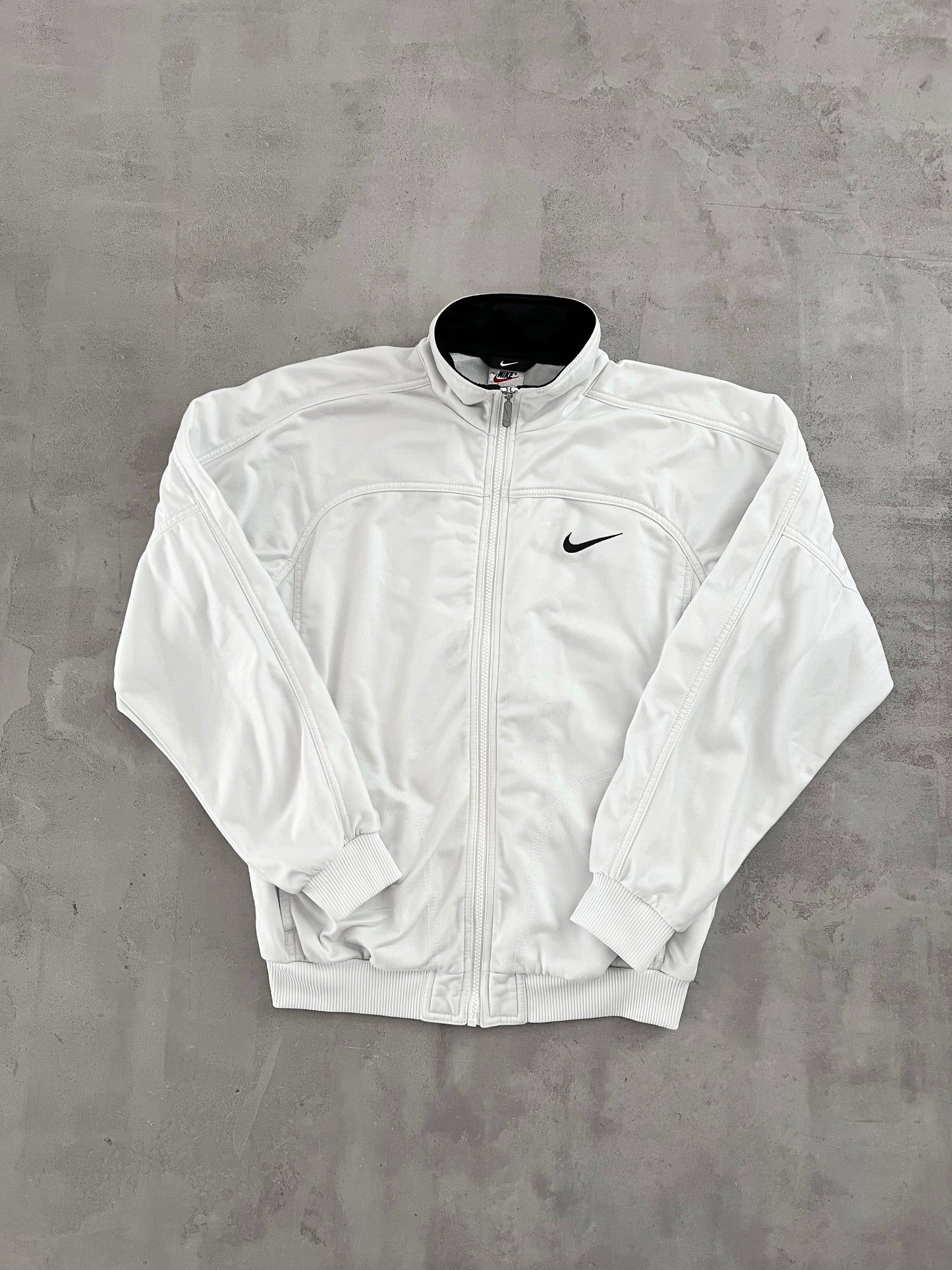 WHITE NIKE TRACK JACKET - 1990S - S