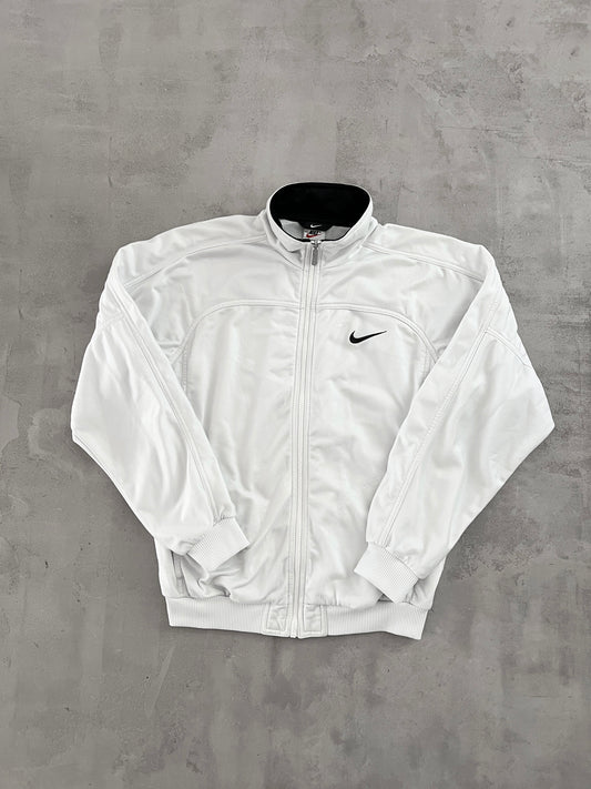 WHITE NIKE TRACK JACKET - 1990S - S