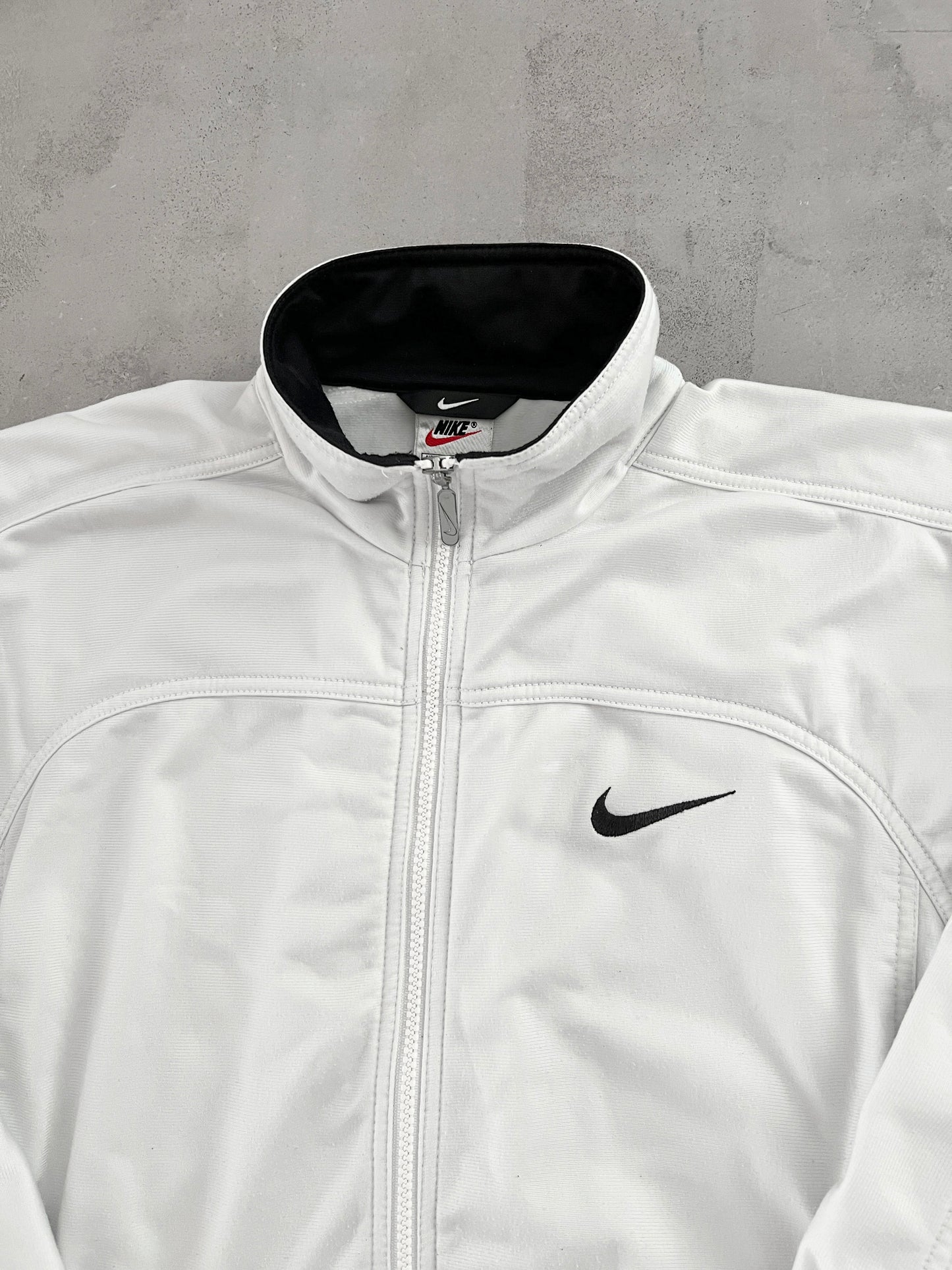 WHITE NIKE TRACK JACKET - 1990S - S