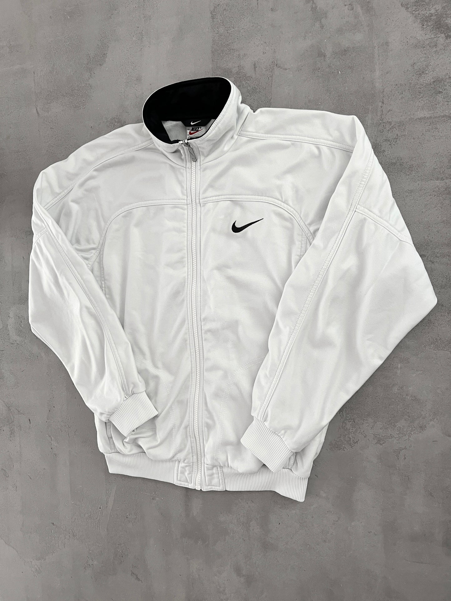 WHITE NIKE TRACK JACKET - 1990S - S