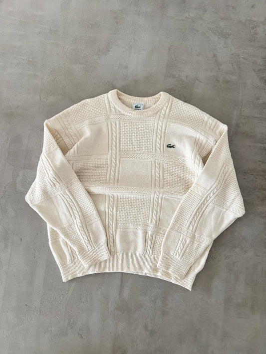 CREME LACOSTE KNIT SWEATER - 2000S - M/L