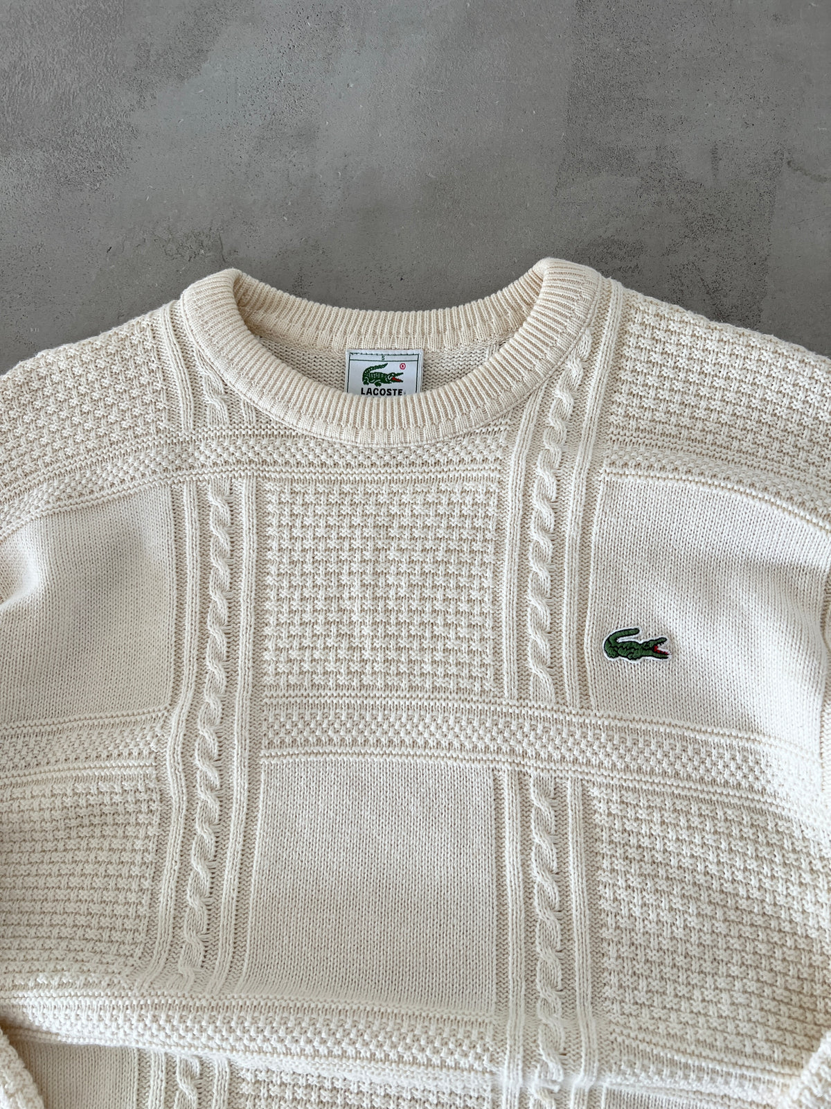 CREME LACOSTE KNIT SWEATER - 2000S - M/L