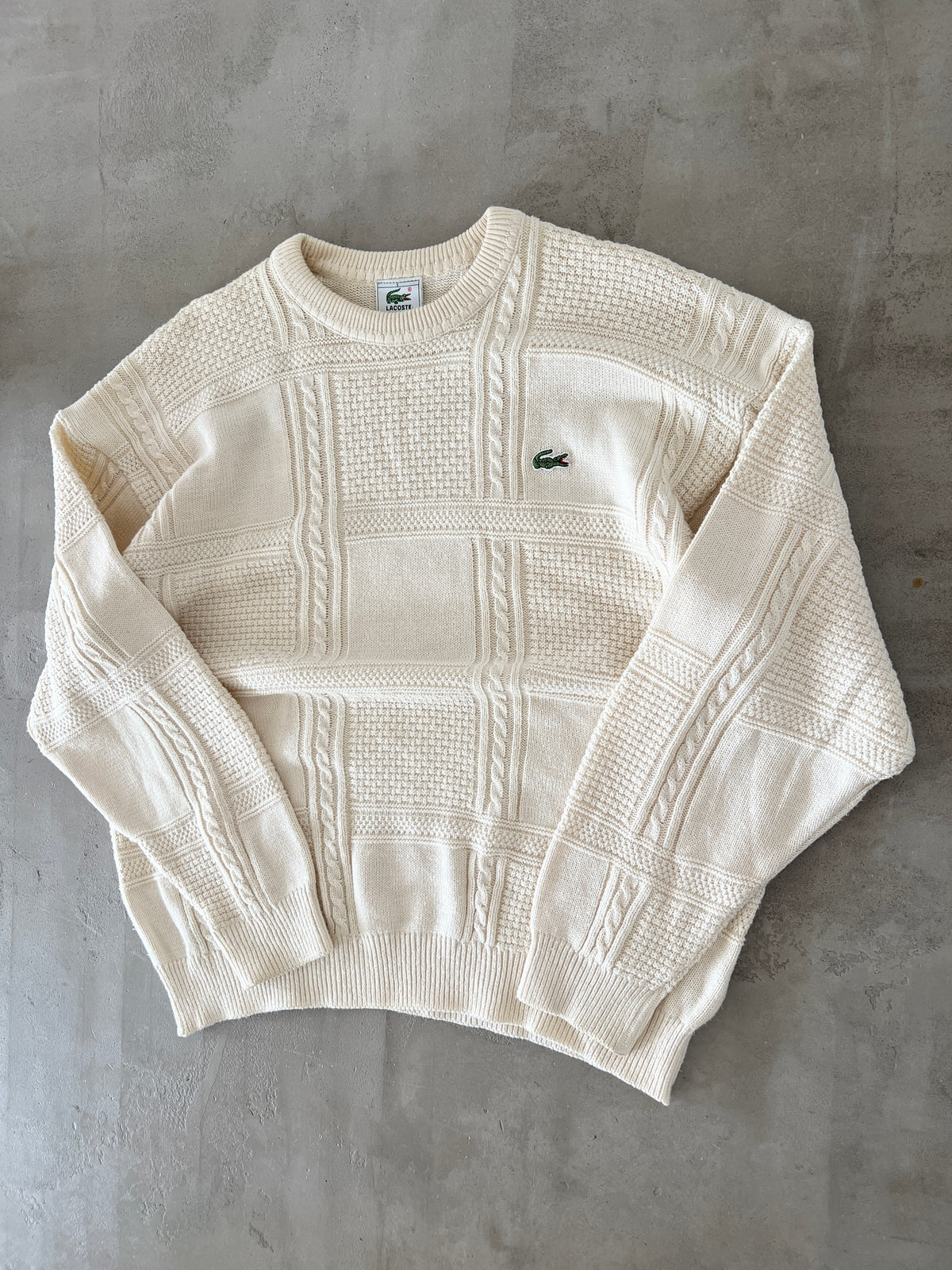 CREME LACOSTE KNIT SWEATER - 2000S - M/L