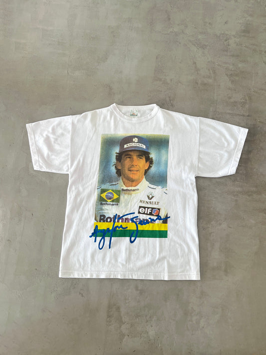 WHITE AYRTON SENNA TEE - 1990S - L/M
