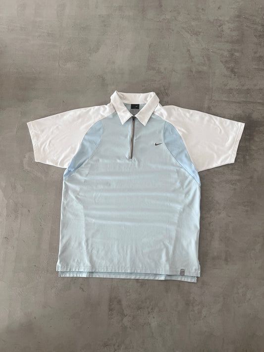 BABY BLUE NIKE COURT POLO - 2000S - L