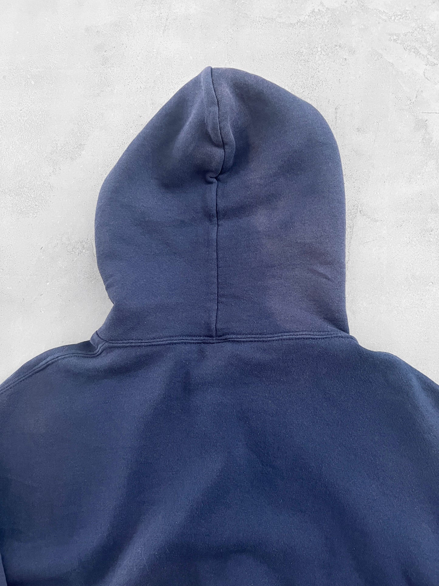 FADED NAVY RUSSELL ZIP UP HOODIE - 1990S - XL