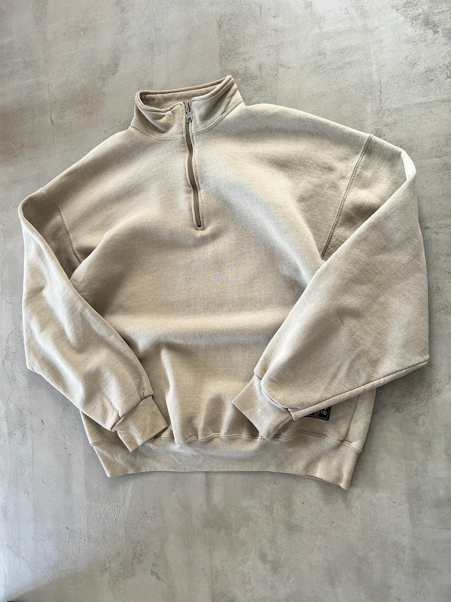BEIGE RUSSELL HALFZIP - 1990S - L/XL